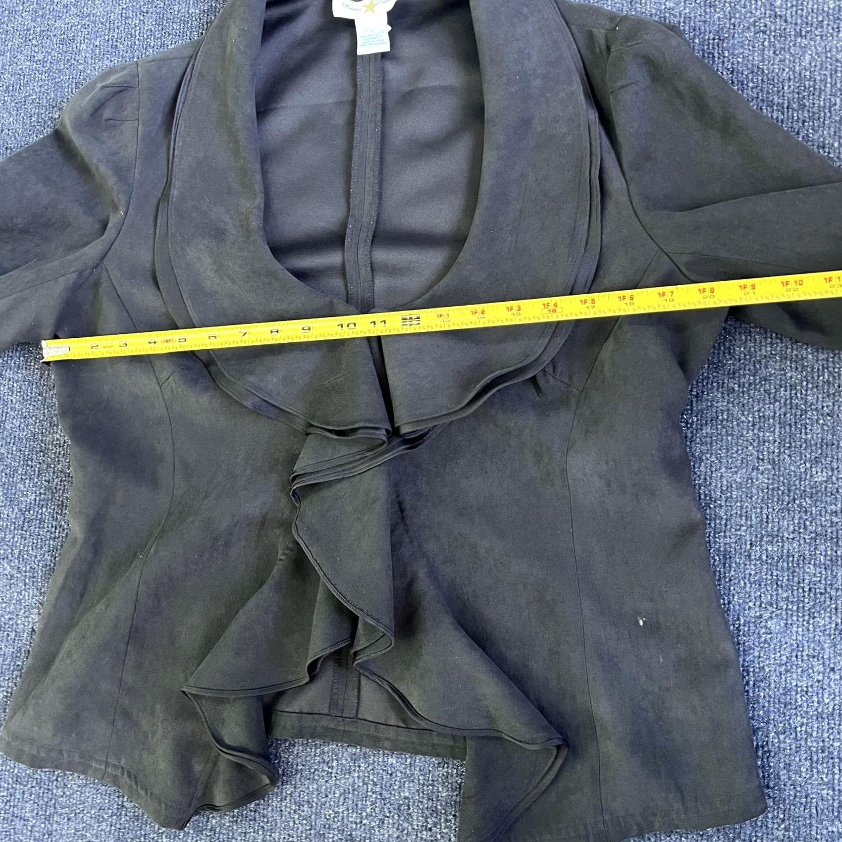 Vintage VINTAGE Landex Collection Jacket Womens L Black Ruffle Open Front Waterfall Size L / US 10 / IT 46 - 7 Thumbnail