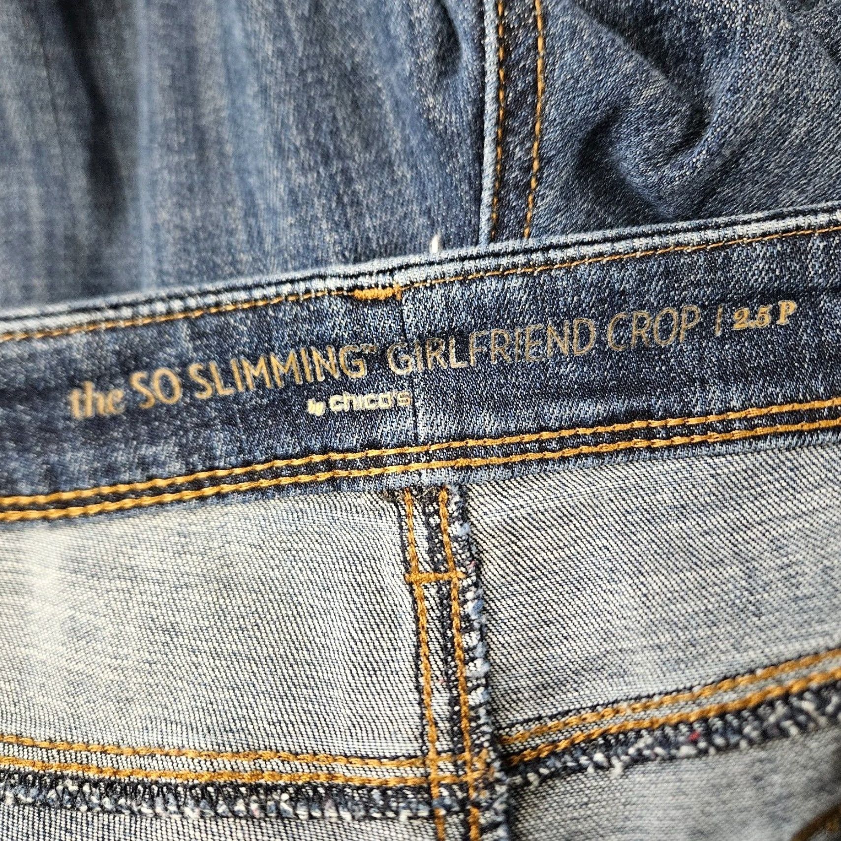 Vintage Chico's So Slimming Womens Girlfriend Crop Jeans Sz 14P Blue Mid Rise Size 36" / US 14 / IT 50 - 7 Thumbnail