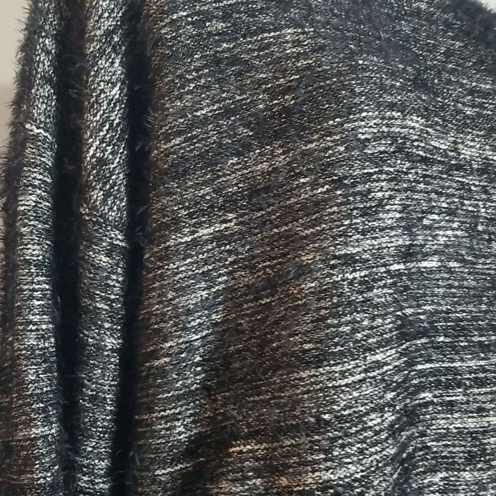 Other NWT Halogen Black Ivory Lurex Crewneck Fuzzy Sweater Size L / US 10 / IT 46 - 2 Thumbnail