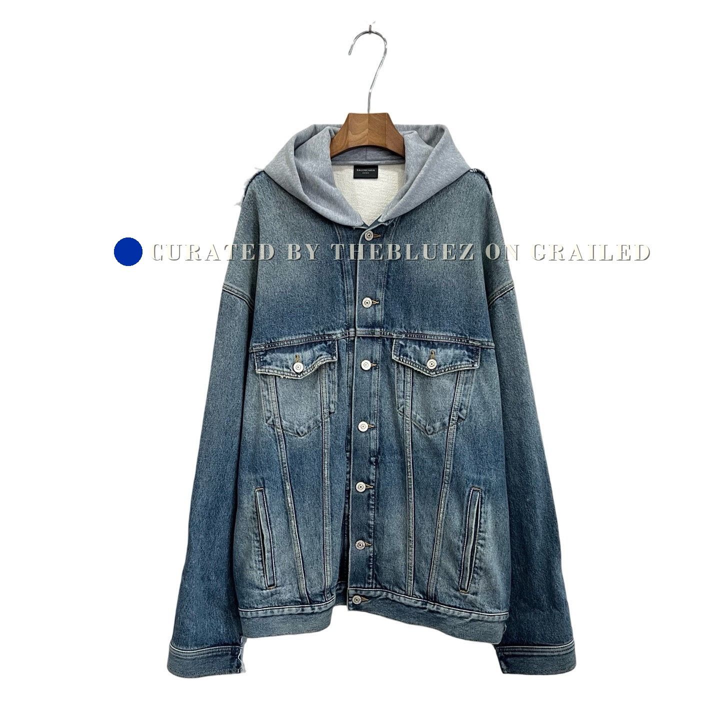 Balenciaga Balenciaga Hooded Single-Breasted Loose Denim Jacket Size US S / EU 44-46 / 1 - 1 Thumbnail