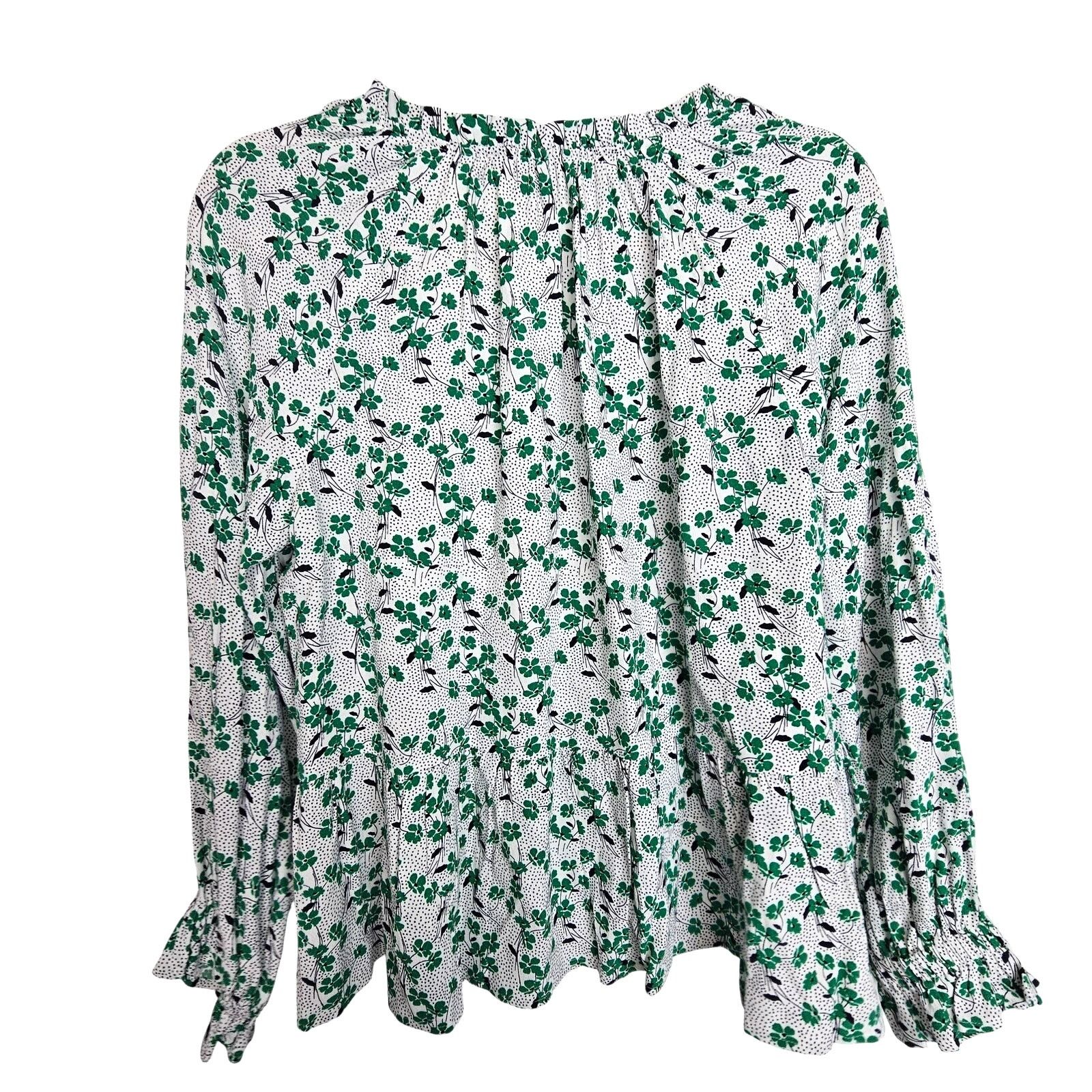 Loft Loft Womens Floral Print Tunic Size XS Smocked Cuffs Cottage Size XS / US 0-2 / IT 36-38 - 10 Thumbnail