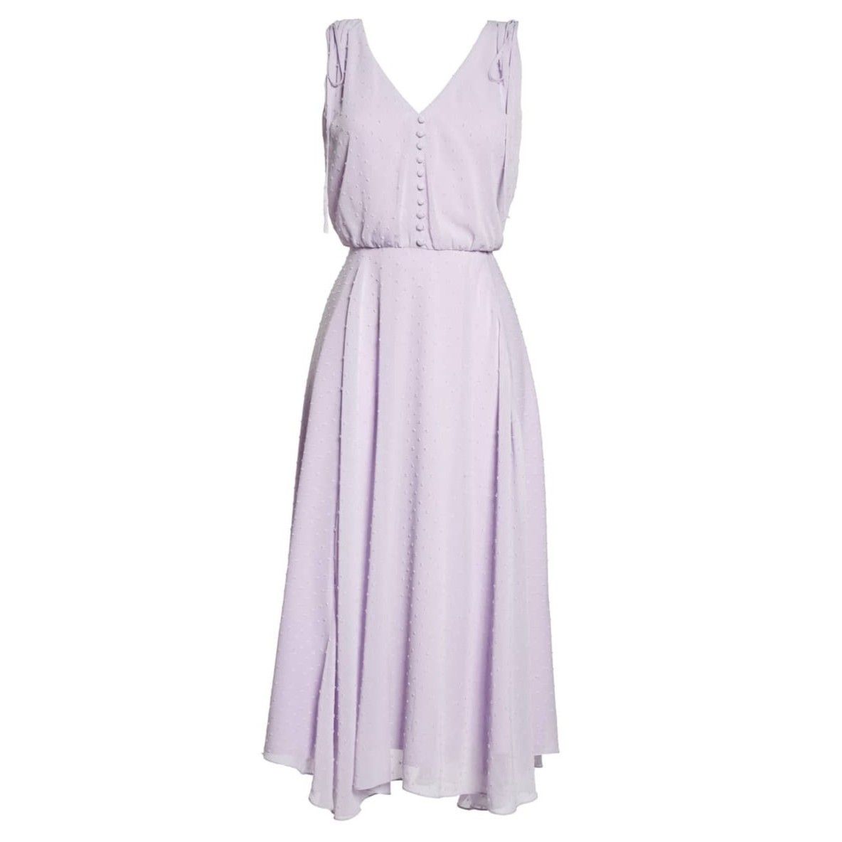 Other Gal Meets Glam Hillary Clip Dot Lilac Chiffon Midi Dress Size M / US 6-8 / IT 42-44 - 3 Thumbnail