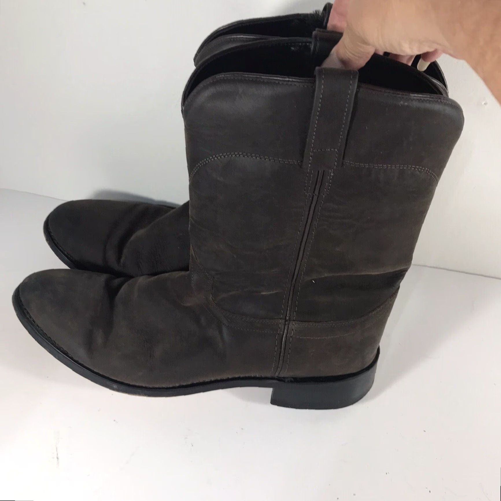 Vintage Old West Leather Work Boots Men's Brown Mid-Calf Western Style Size 13D Size US 13 / EU 46 - 3 Thumbnail