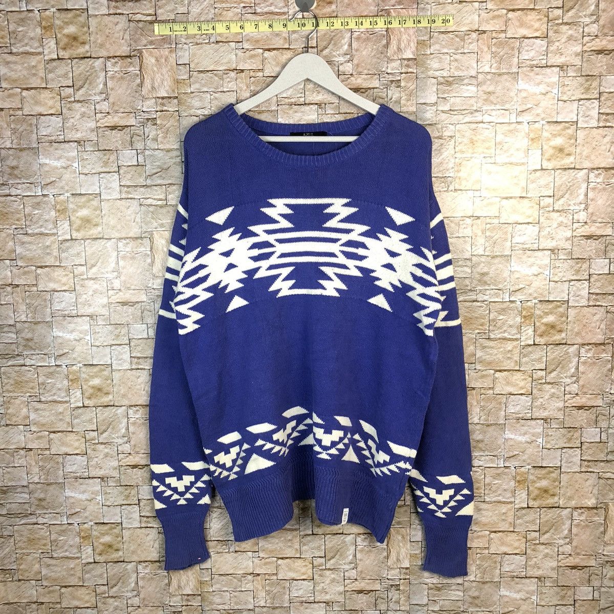 Japanese Brand Azul Purple navajo Knitwear sweatshirt #A1062 Size US L / EU 52-54 / 3 - 1 Thumbnail