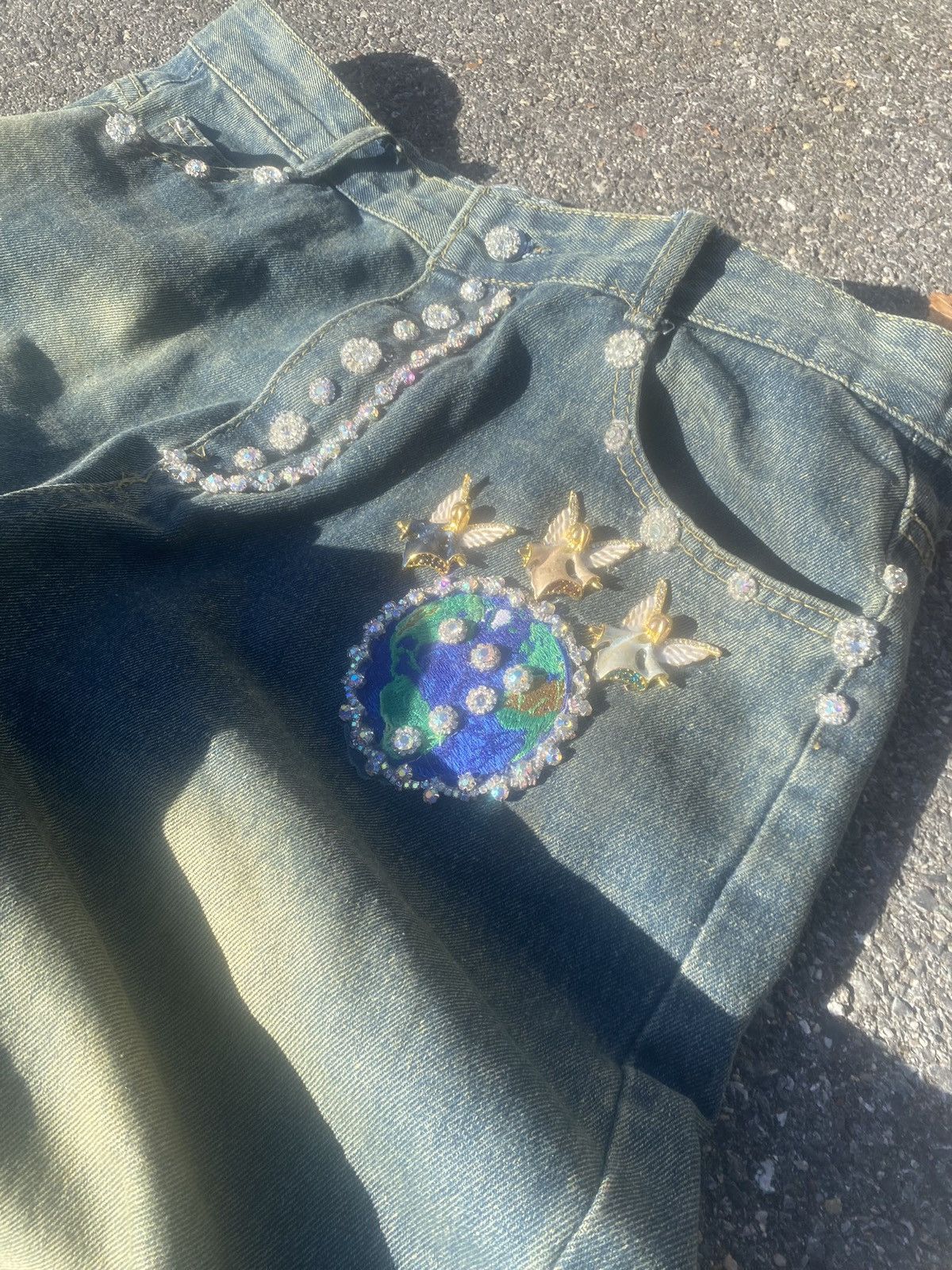 Japanese Brand Three Angel Message Jeweled Denim Sample Size US 30 / EU 46 - 3 Thumbnail