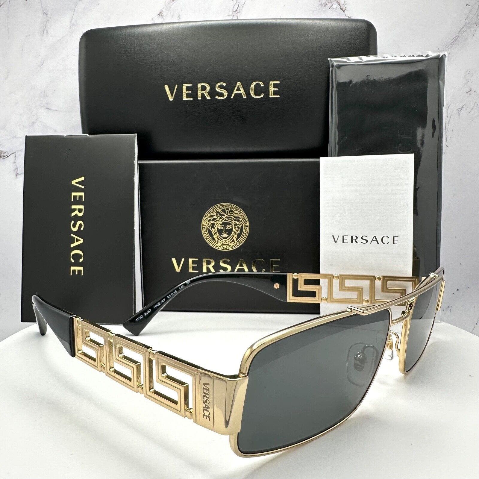 image of Versace Sunglasses New Gold Metal Black Logo 100% Authentic, Men's