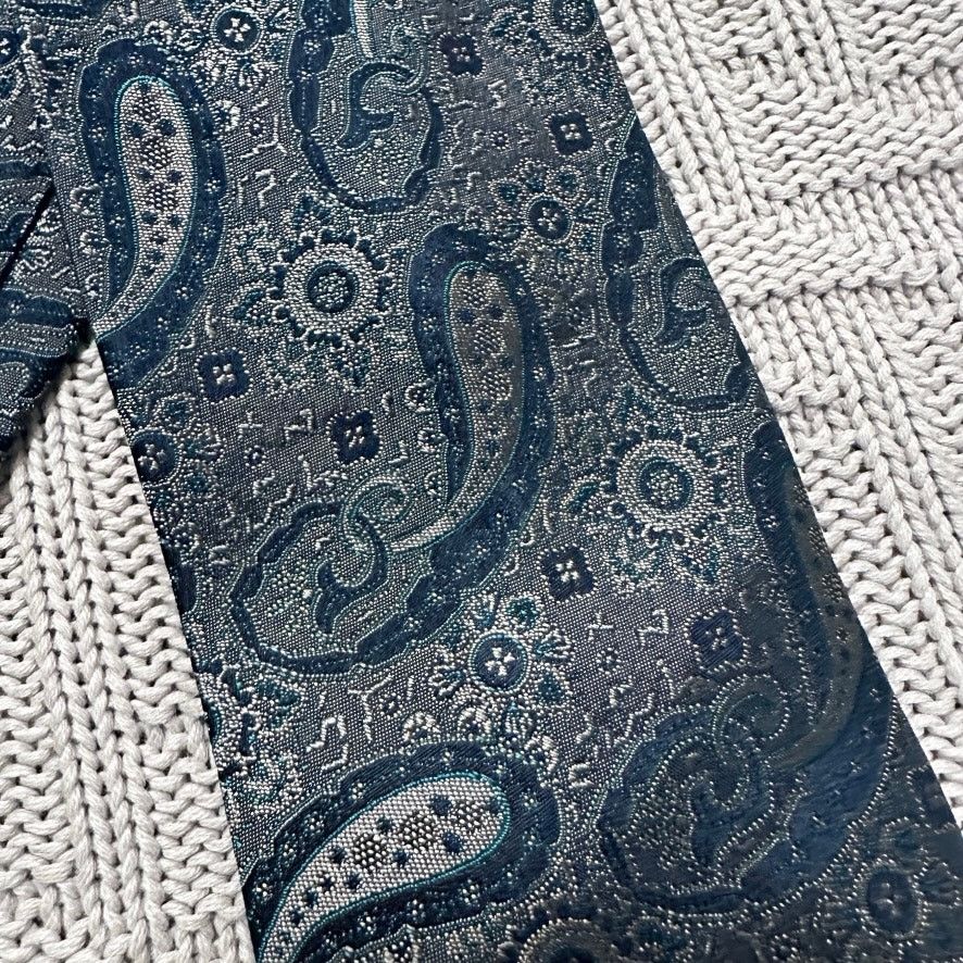 Alexander Julian Alexander Julian silver metallic paisley silk tie Size ONE SIZE - 2 Thumbnail