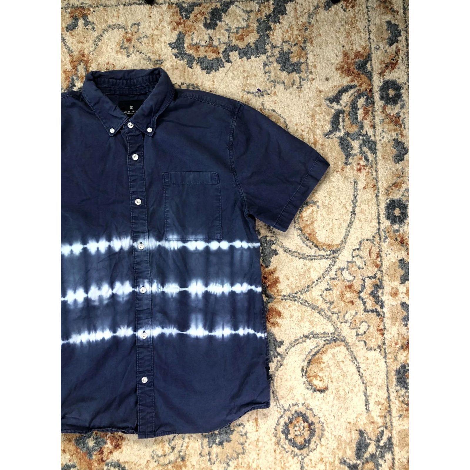 Vintage Roark Revival Shirt Mens M Blue Tie Dye Short Sleeve Button-Down Casual Size US M / EU 48-50 / 2 - 3 Thumbnail