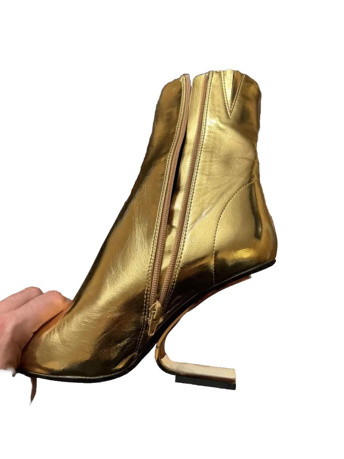 Jeffrey Campbell Jeffrey Campbell Golden Geometric Heel Pointed Boots Sz9/8 Size US 9 / IT 39 - 9 Thumbnail