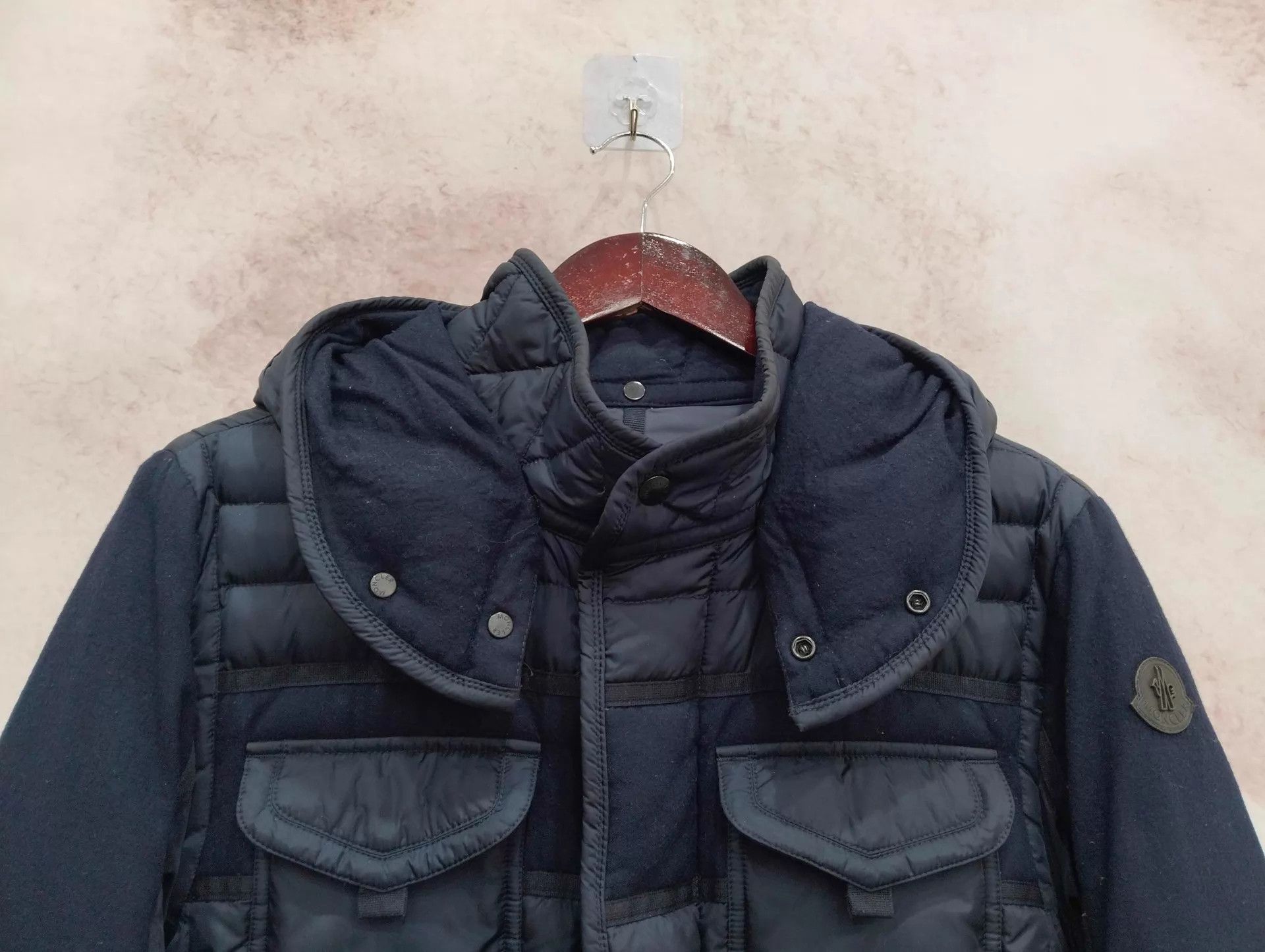 Moncler Moncler Navy Wool Paneled Puffer Jacket Size 2 Size XS / US 0-2 / IT 36-38 - 3 Thumbnail