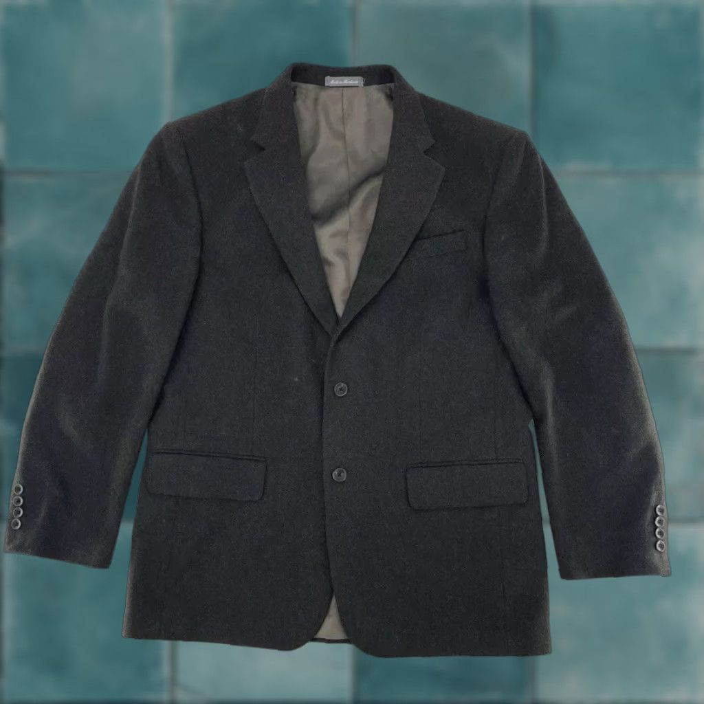 Oscar De La Renta Oscar de la Renta Blazer Jacket Single-Breasted Two-Button Wool Cashmere Men 42R Muted Brown Gray Regular Office Career Designer Professional Formal Size 42R - 1 Thumbnail