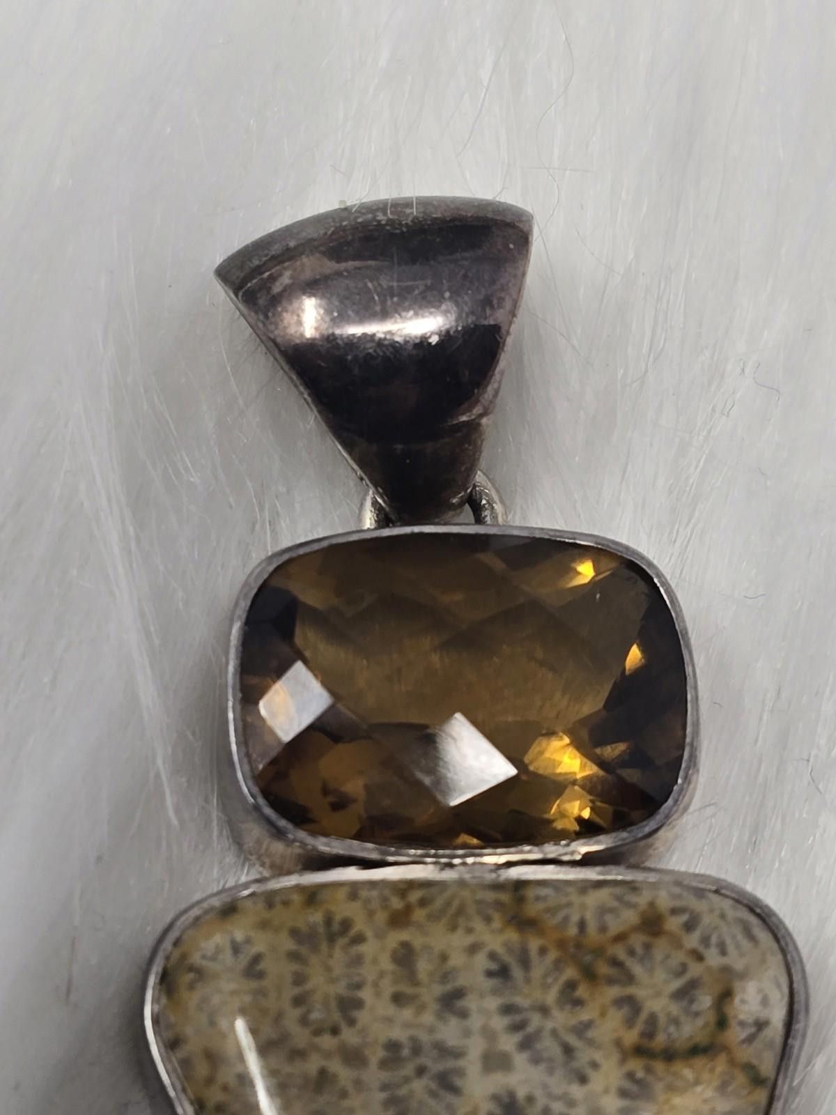 Other Sajen SJ 925 Silver Fossil Coral Orange Garnet Pendant Size ONE SIZE - 6 Thumbnail