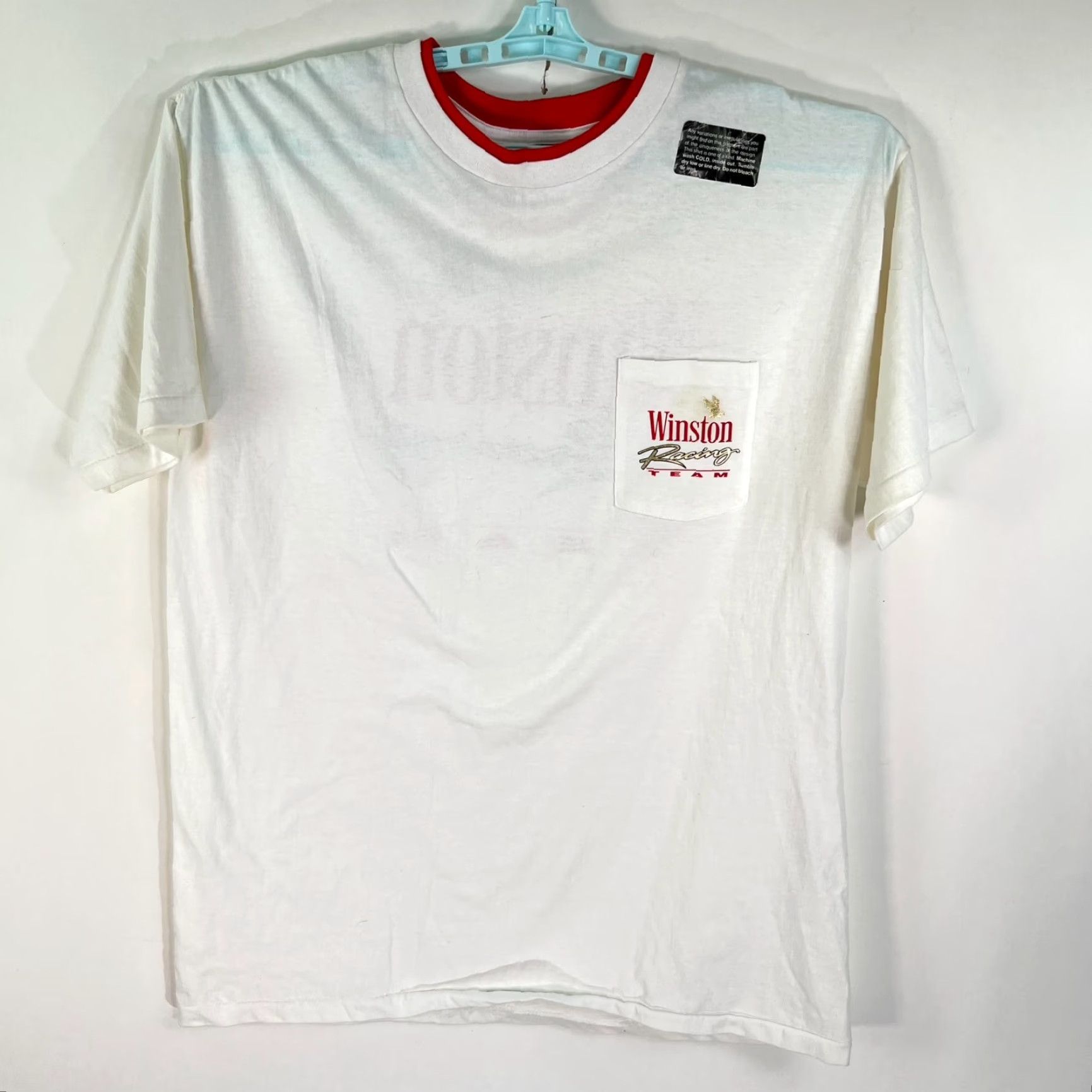 Vintage Vintage Winston NASCAR Racing Team T-Shirt Men XL White Cotton Logo Graphic Tee Size US XL / EU 56 / 4 - 2 Thumbnail