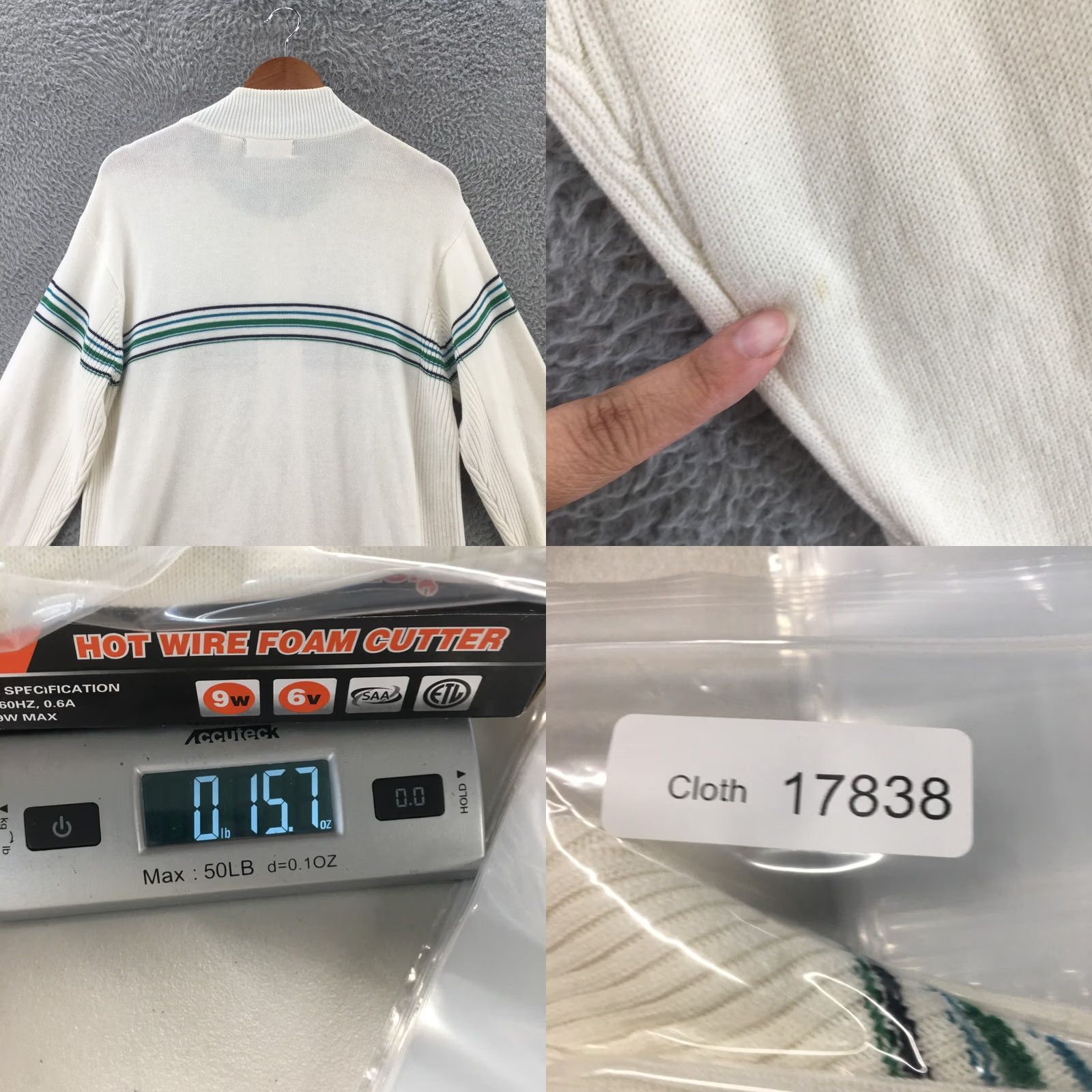 BKE BKE Sweater Mens M White Cotton Blend Knit Full Zip Long Sleeve Mock Neck Shirt Size US M / EU 48-50 / 2 - 8 Thumbnail