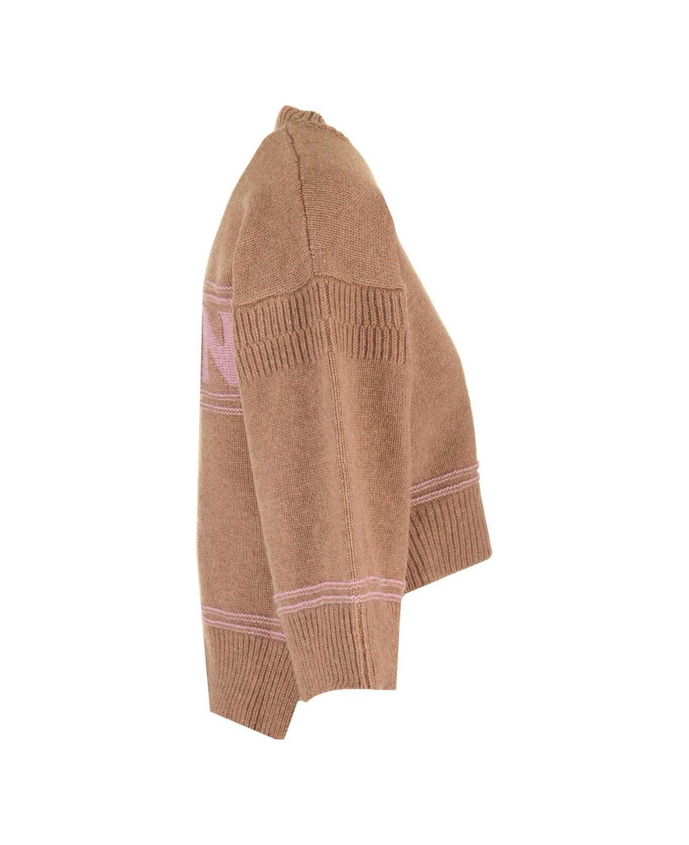 Marni o1y1125 Crewneck Sweater in Brown/Pink Size M / US 6-8 / IT 42-44 - 3 Thumbnail
