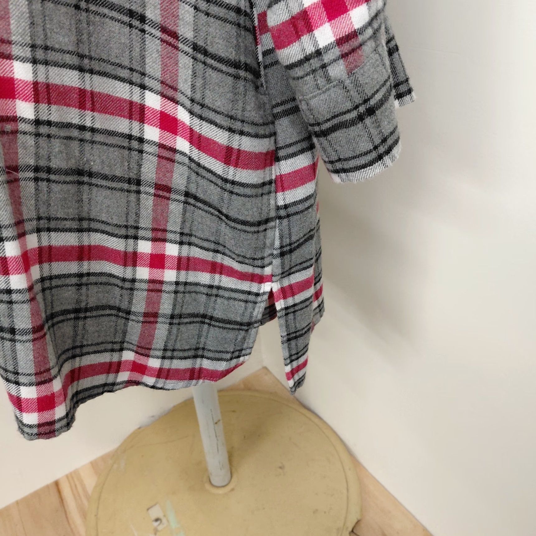 DKNY DKNY Dress Women's Large Gray Pink Window Pane Plaid Button Up Long Sleeve Size L / US 10 / IT 46 - 7 Thumbnail