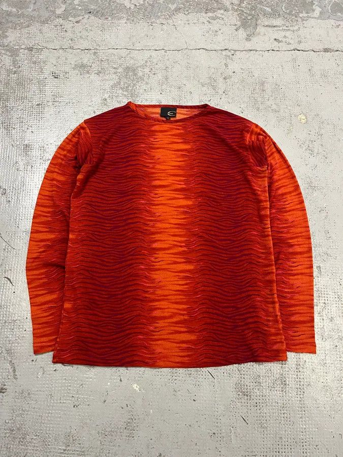 Just Cavalli 2000s Cavalli Fire Waves Orange & Red Longsleeve Size US XS / EU 42 / 0 - 1 Thumbnail