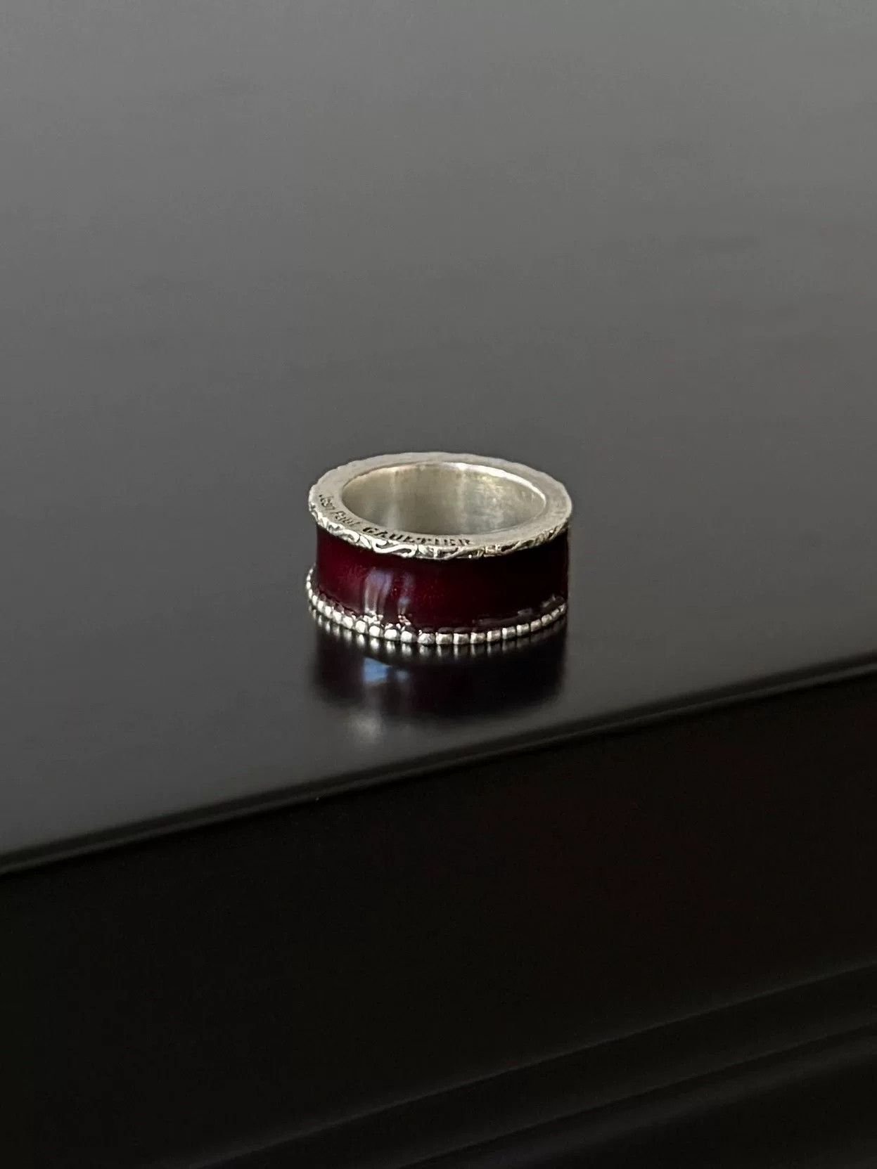 Jean Paul Gaultier Jean Paul Gaultier Red Silver Ring Size ONE SIZE - 1 Thumbnail