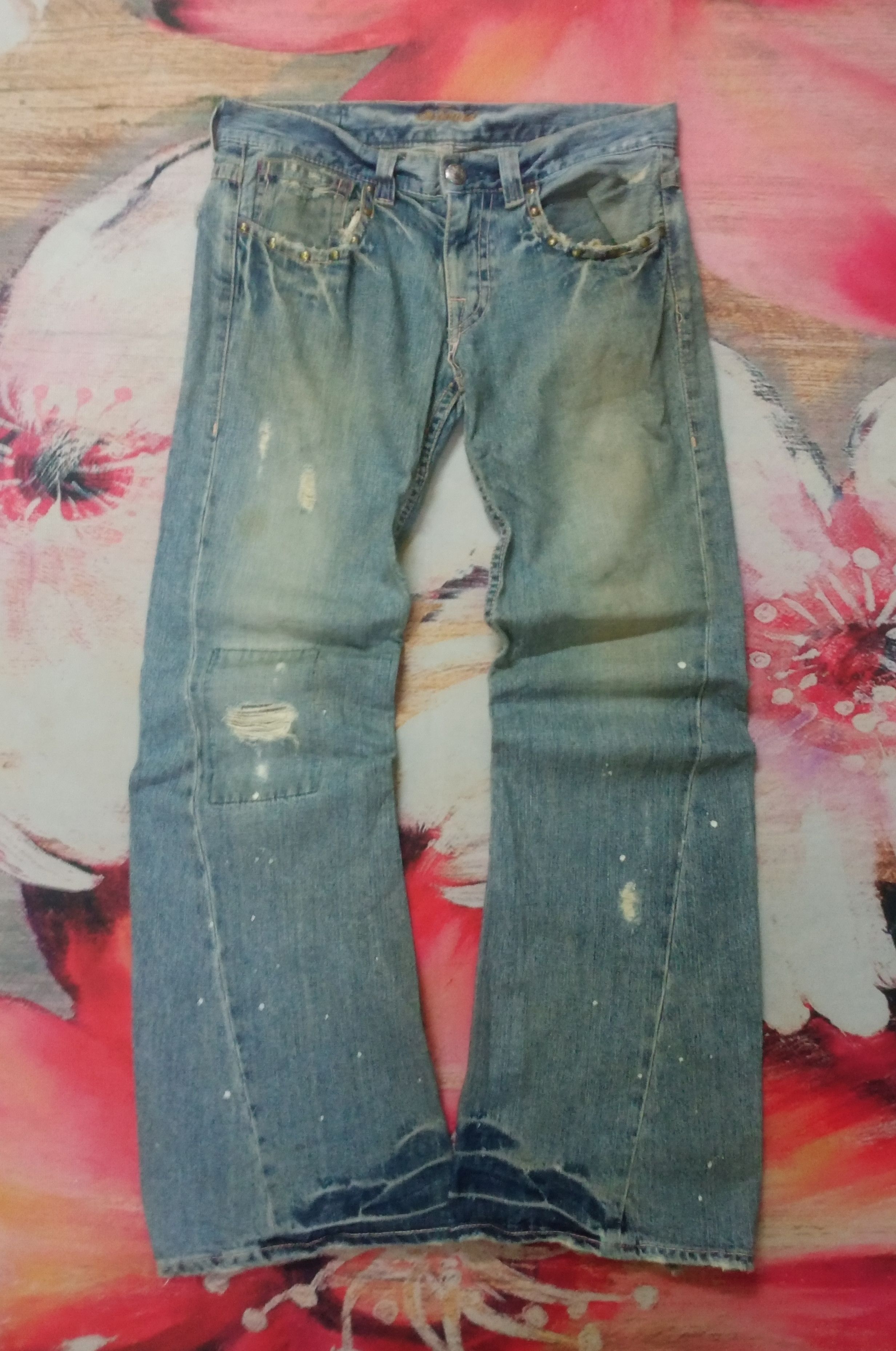 Hysteric Glamour Rare Vintage On Board Flare Distressed Jeans Size 34" / US 12 / IT 48 - 1 Thumbnail