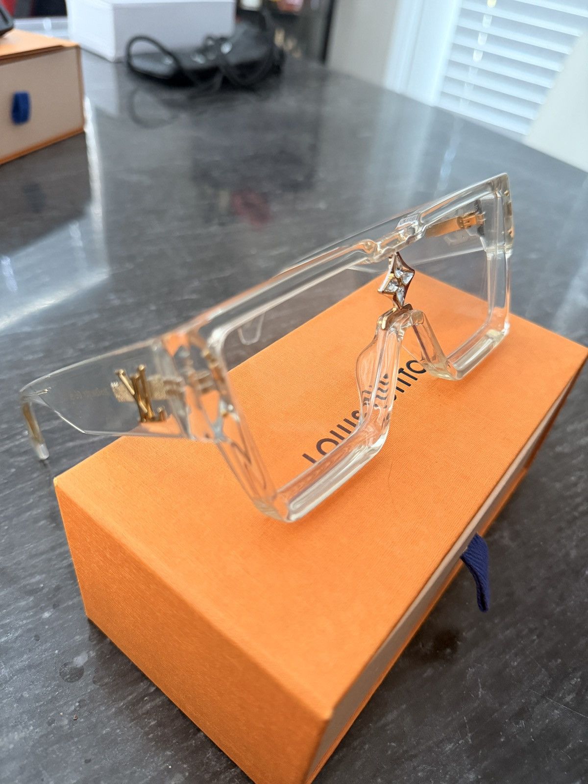 Louis Vuitton Louis Vuitton Clear Crystal-Accent cyclone Sunglasses Size ONE SIZE - 2 Thumbnail