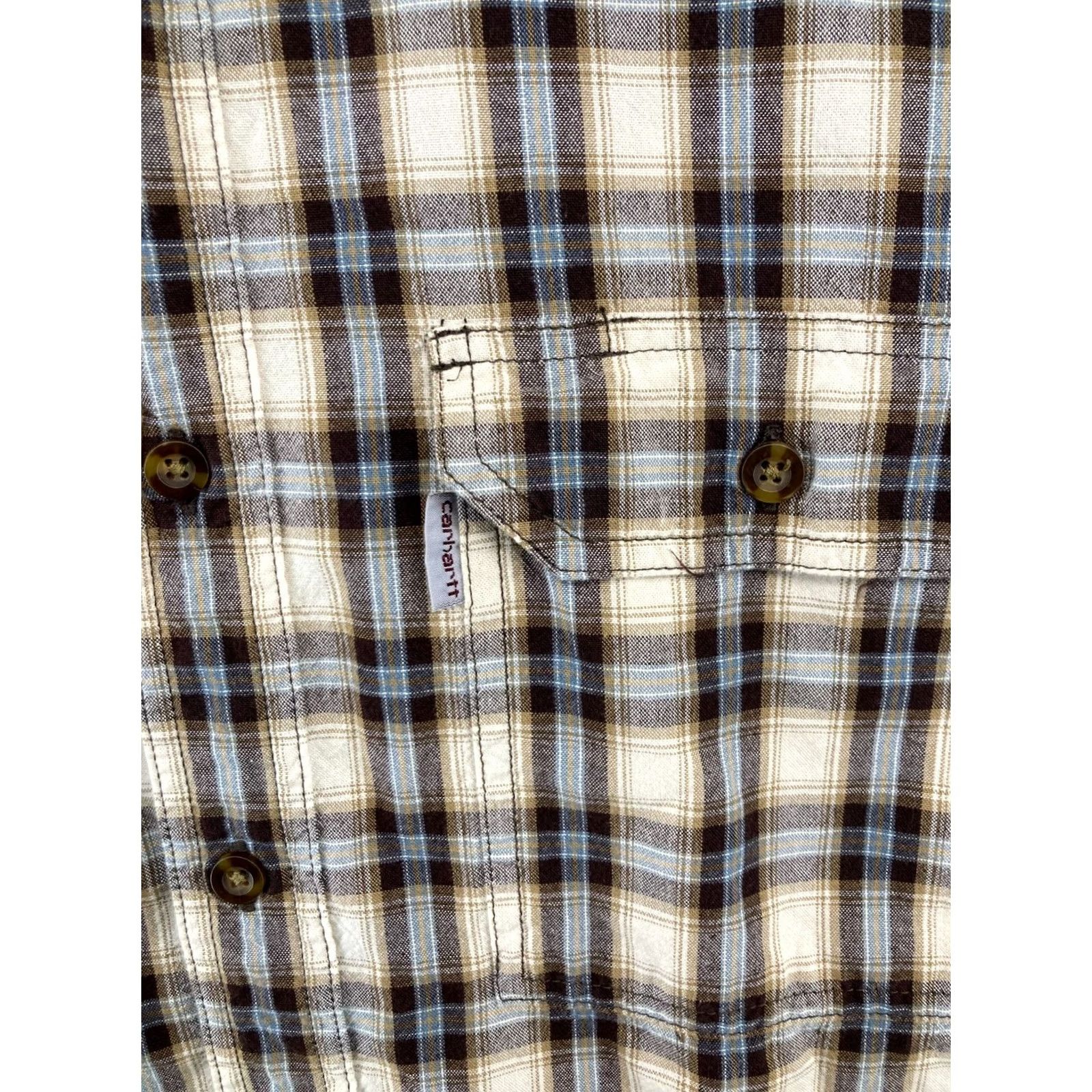 Carhartt Carhartt Mens Button Up Shirt L Brown Plaid Relaxed Fit Size US L / EU 52-54 / 3 - 5 Thumbnail