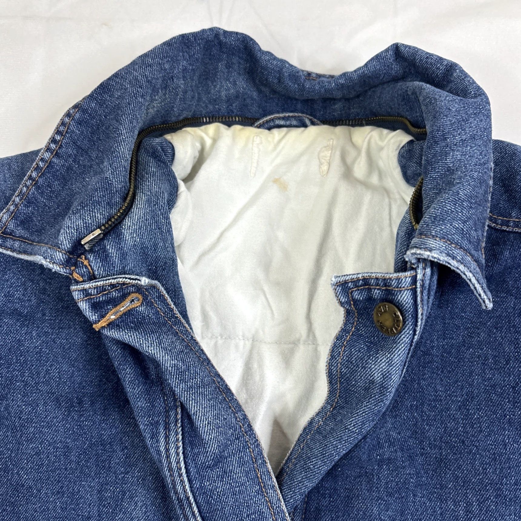 Denime Clipper Bay Jacket Women L Blue Denim Corduroy Short Insulated Size 36" / US 14 / IT 50 - 3 Thumbnail