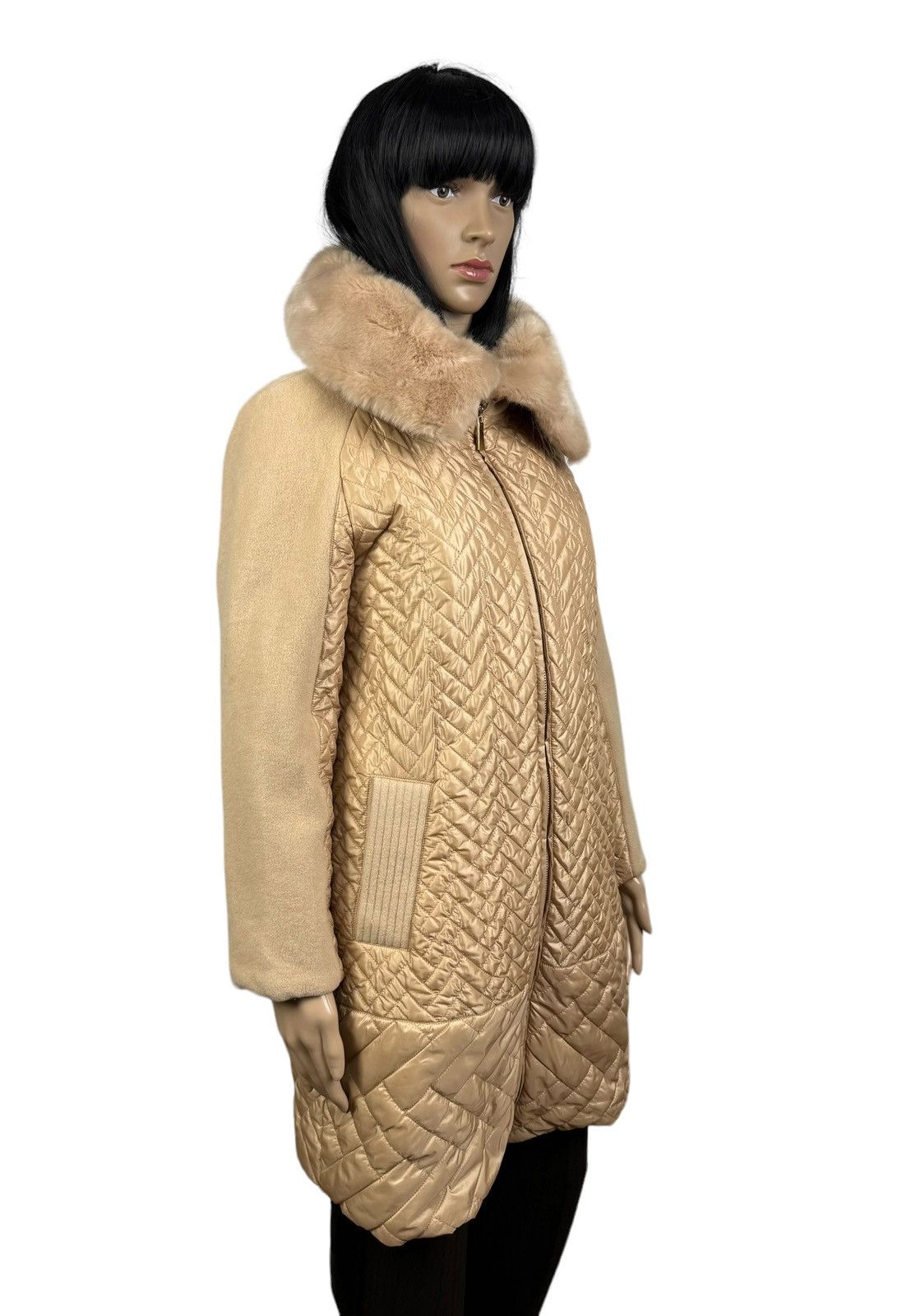 Marella Marella Quilted Wool Coat Fur Trim size IT 42 US 6 Size M / US 6-8 / IT 42-44 - 5 Thumbnail