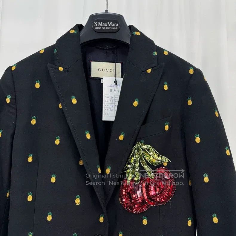 Gucci Gucci Cherry sequin pineapple embroidered suit jacket Size S / US 4 / IT 40 - 3 Thumbnail