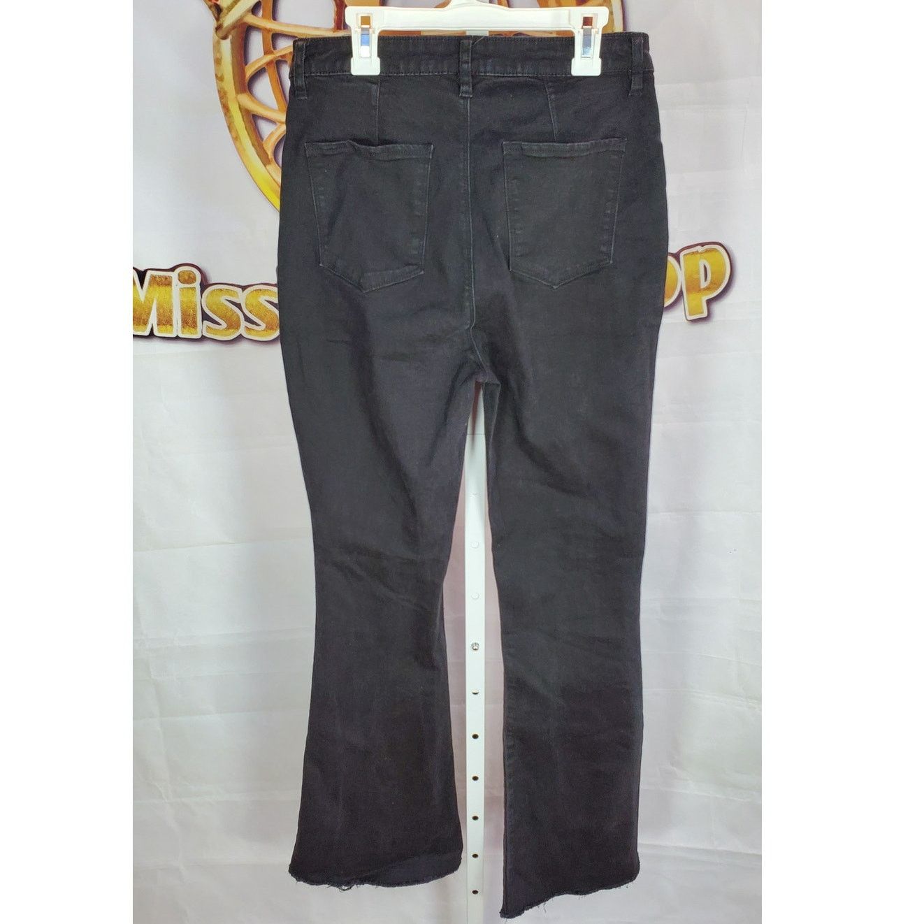 Fashion Nova Fashion Nova Black Raw Hem Flare Jeans Size 13 Size 36" / US 14 / IT 50 - 2 Thumbnail