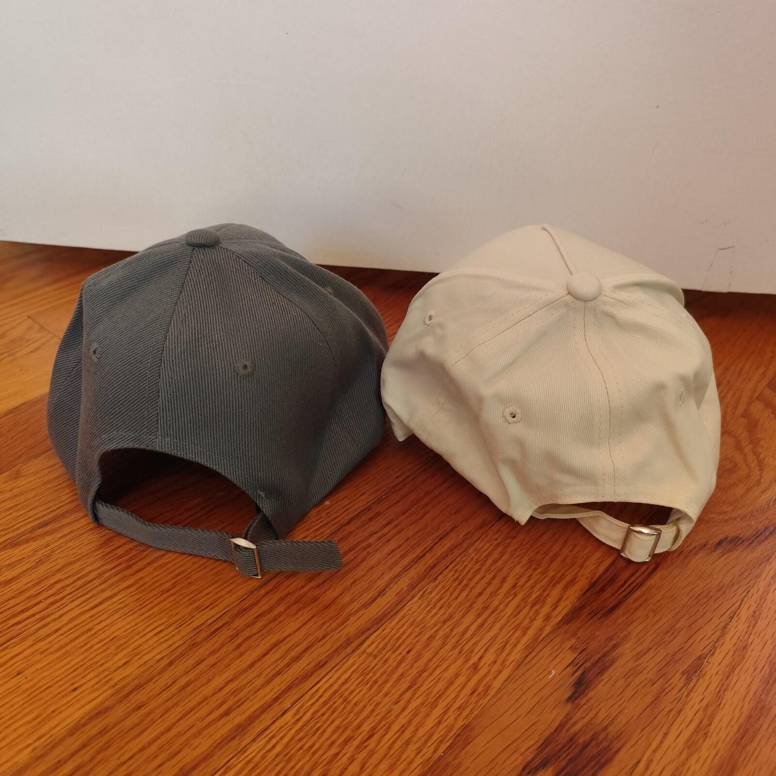 The Unbranded Brand Lot Of 2 A Hats Embroidered Logo Tan,Gray Strapback Hat Size ONE SIZE - 4 Thumbnail