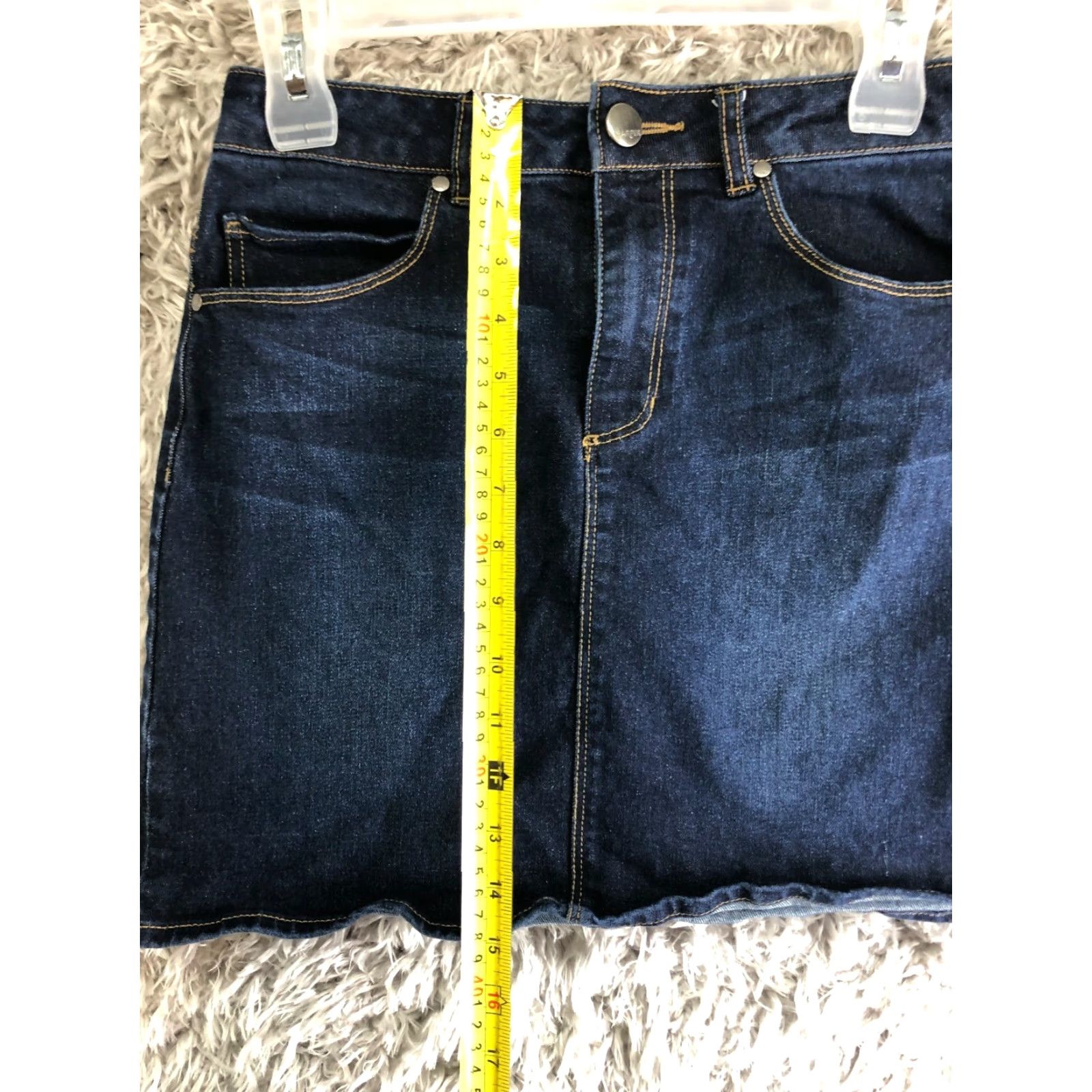 Vintage Harper Womens Size Small 27" Mini Midi Blue Jean Skirt Dark Wash Womens Skirt Denim Cotton Regular Rise Midi Length Dark Wash Jeans Skirt Vintage No Size 28" / US 6 / IT 42 - 3 Thumbnail