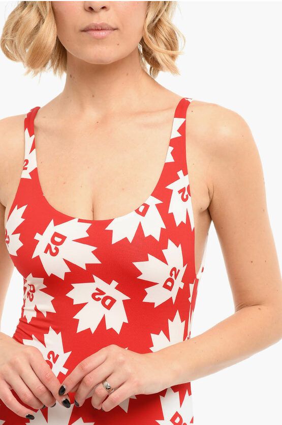 Dsquared2 og1mm0624 Logo Printed Swimsuit in Red/White Size S / US 4 / IT 40 - 3 Thumbnail