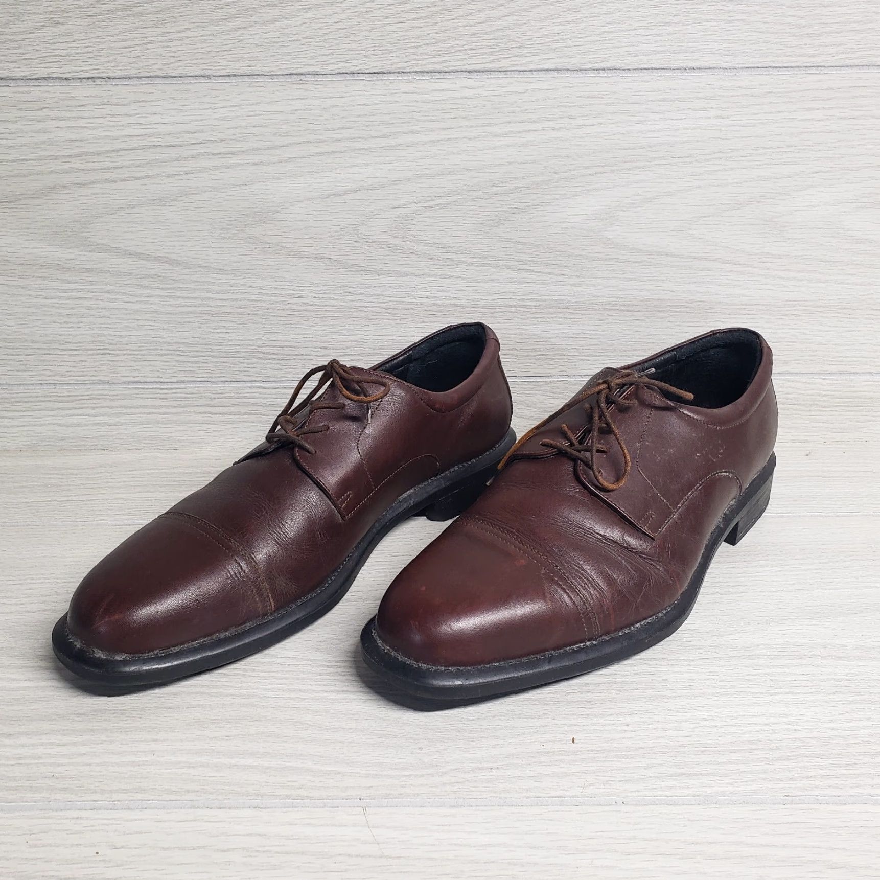Vintage Bostonian Non-Stop Cap Toe Oxfords Shoes Mens 13M Brown Leather Dress Formal Size ONE SIZE - 2 Thumbnail