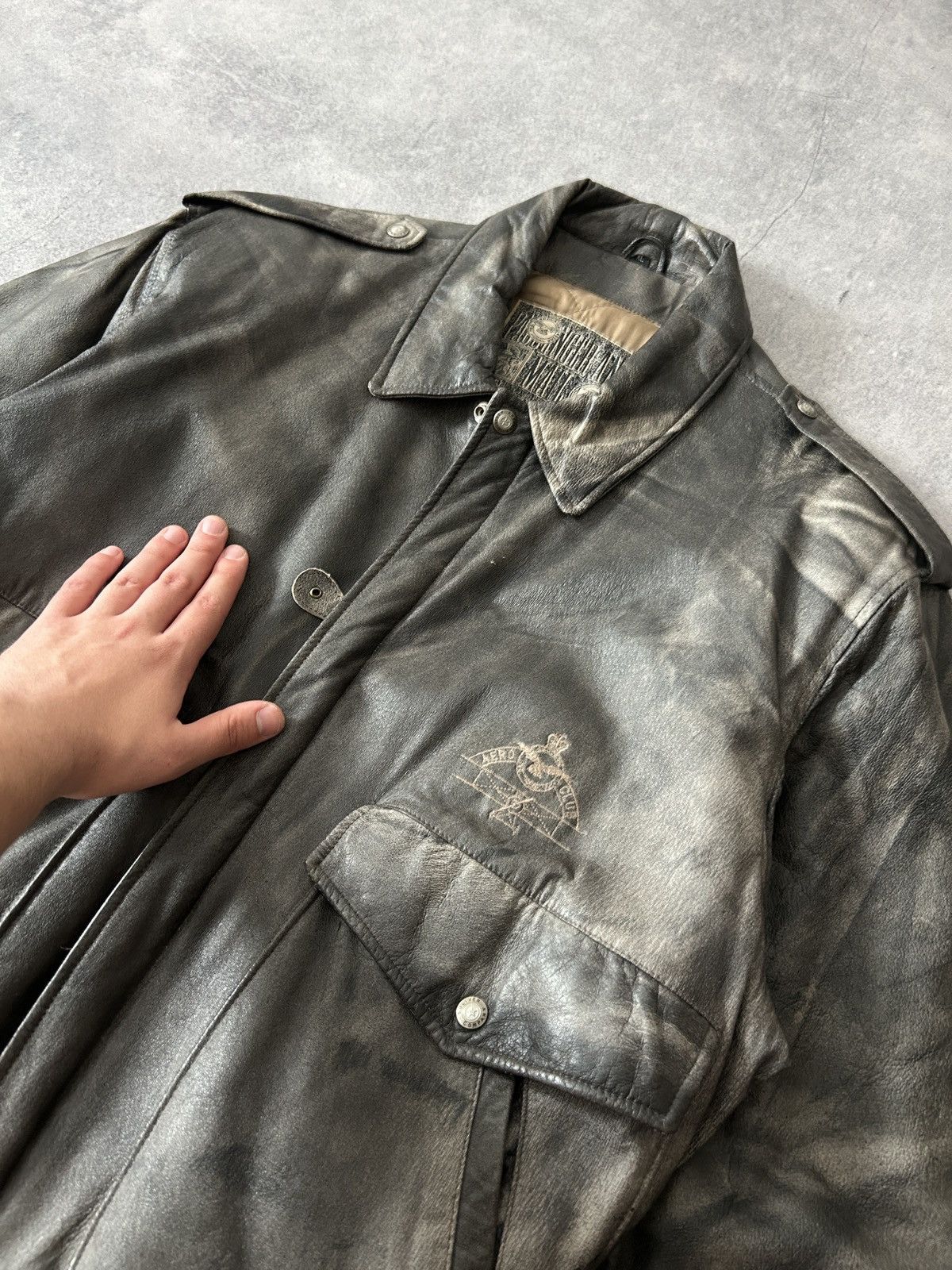 Genuine Leather Vintage AirForce Leather fly jacket mens Size US L / EU 52-54 / 3 - 4 Thumbnail