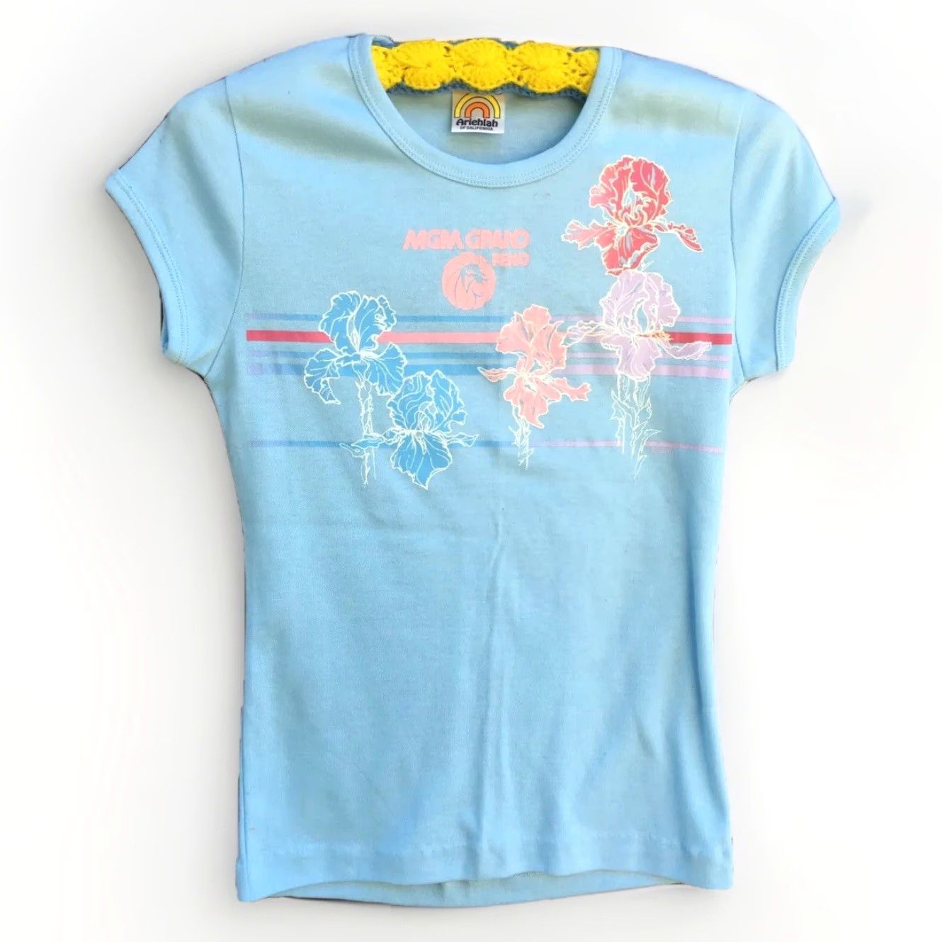 Vintage VINTAGE MGM Grand Reno T Shirt 1980s 80s Ariehlah Of California L Ladies Womens Blue Polycotton Graphic Shirt - Adult Large Size L / US 10 / IT 46 - 2 Thumbnail