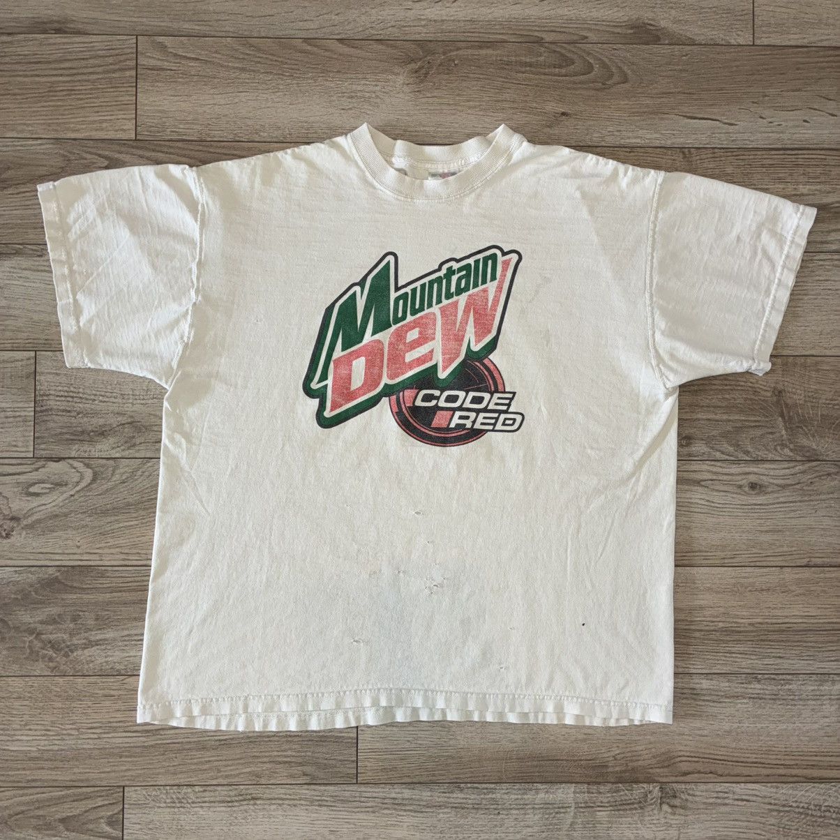 Fruit Of The Loom Mountain Dew Code Red distressed tee shirt Size US XL / EU 56 / 4 - 1 Thumbnail
