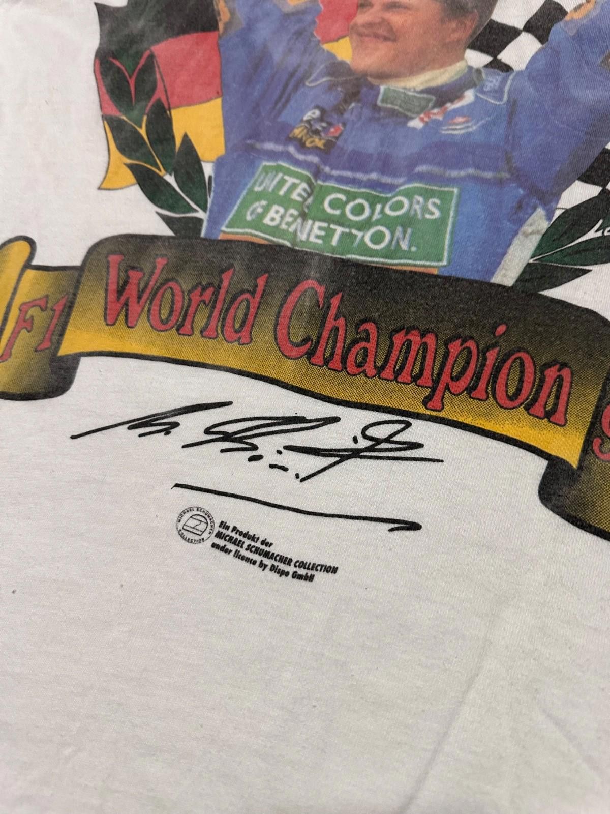 Hanes Vtg Michael Schumacher F1 World Champion 94 Benetton T-Shirt Size US XL / EU 56 / 4 - 5 Thumbnail