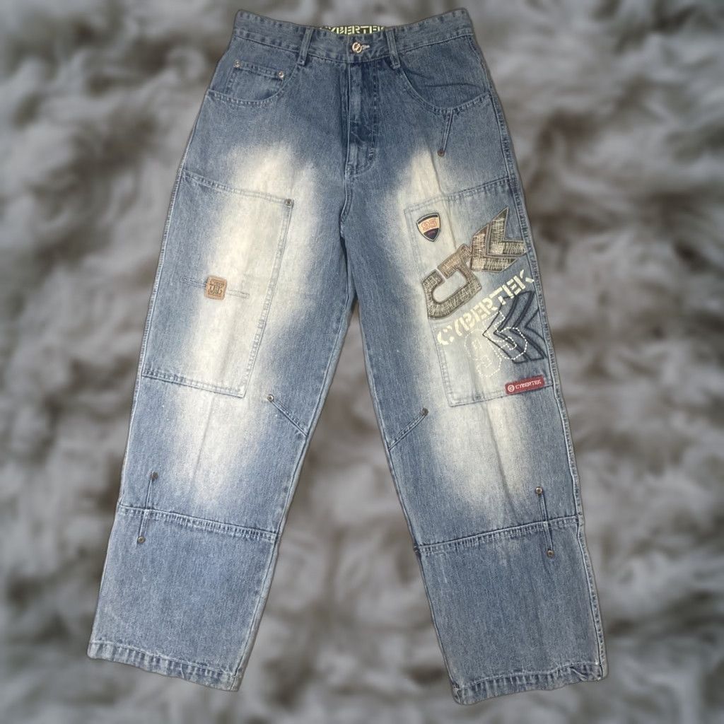 Vintage VINTAGE Cybertek Jeans Mens 30x29 Baggy Skater Hip Hop Embroidered Y2K RARE Size US 30 / EU 46 - 1 Thumbnail