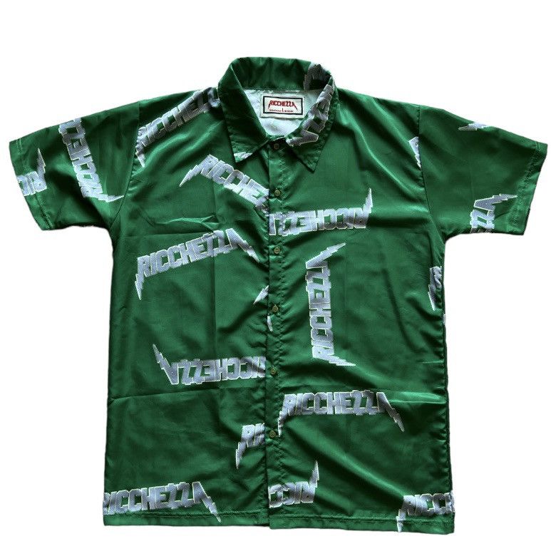 image of Ricchezza Forever “Platinum” Button Up in Green, Men's (Size Large)