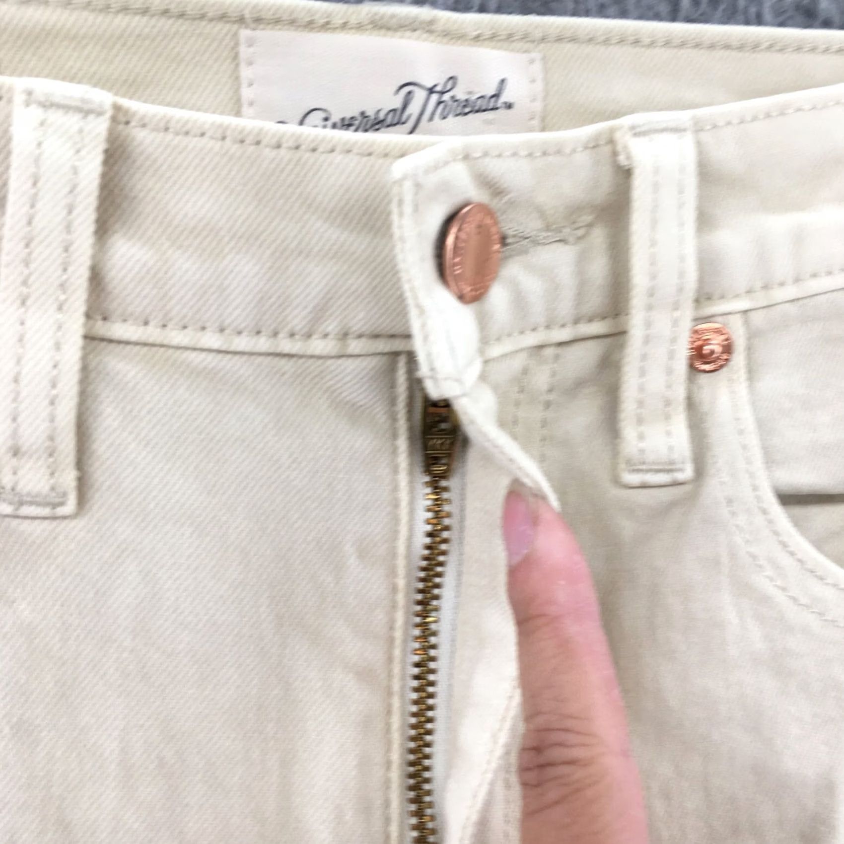 Vintage Universal Thread 90s Slim Straight Pants Womens 4 Regular Beige Cotton Blend NEW Size 27" / US 4 / IT 40 - 4 Thumbnail