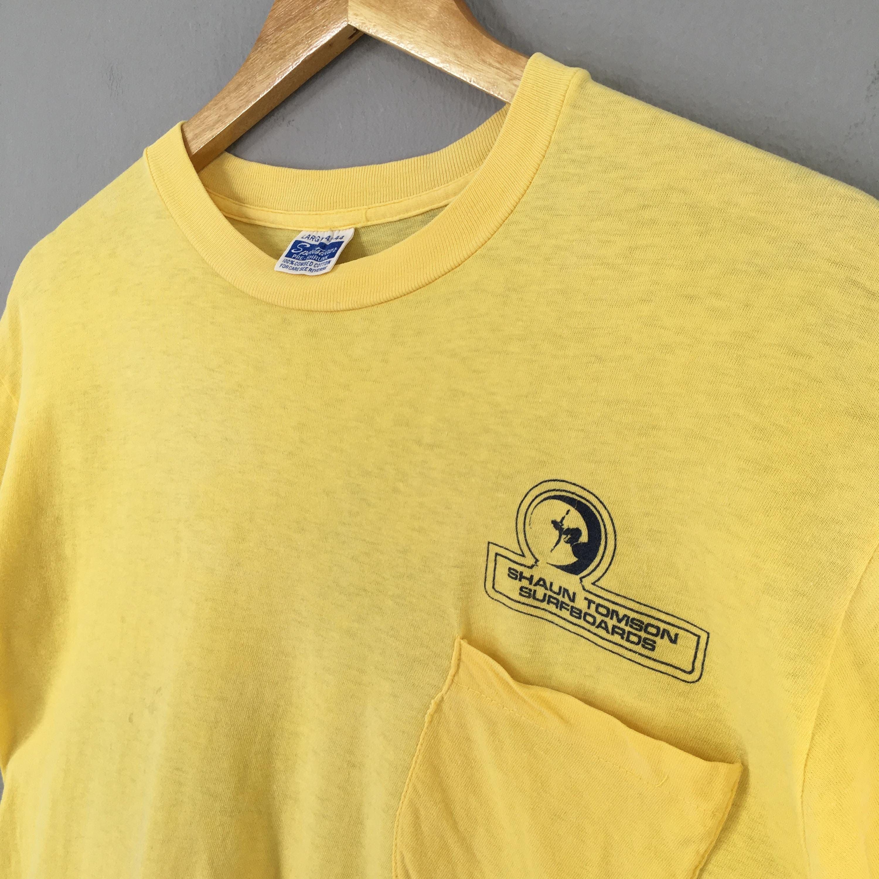 Lightning Bolt × Vintage Vintage 80's Shaun Tomson Surfer Yellow Tshirt Large Size US L / EU 52-54 / 3 - 5 Thumbnail