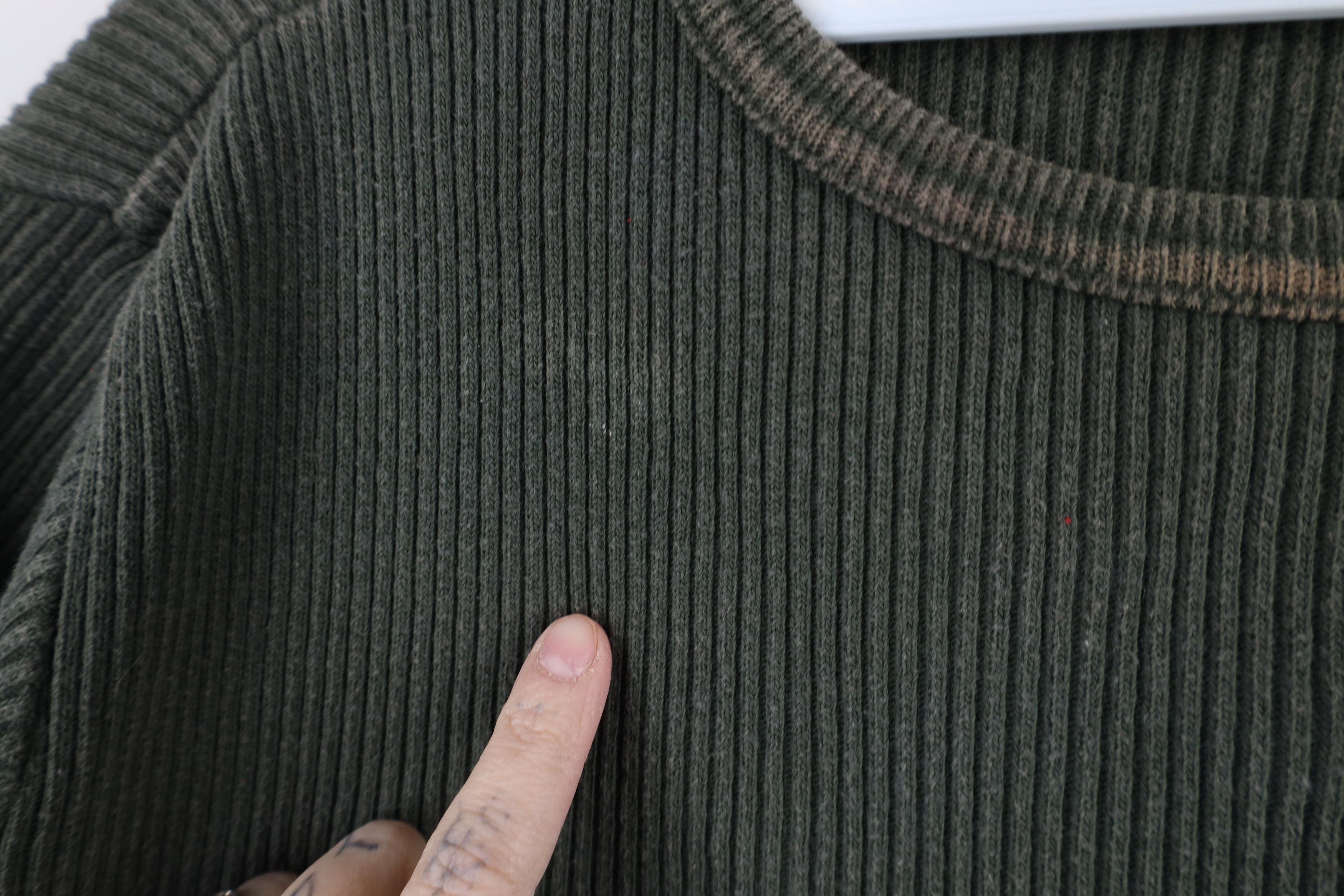 Vintage Vintage 90s Streetwear Cropped Ribbed Knit T-Shirt Green Size L / US 10 / IT 46 - 4 Thumbnail