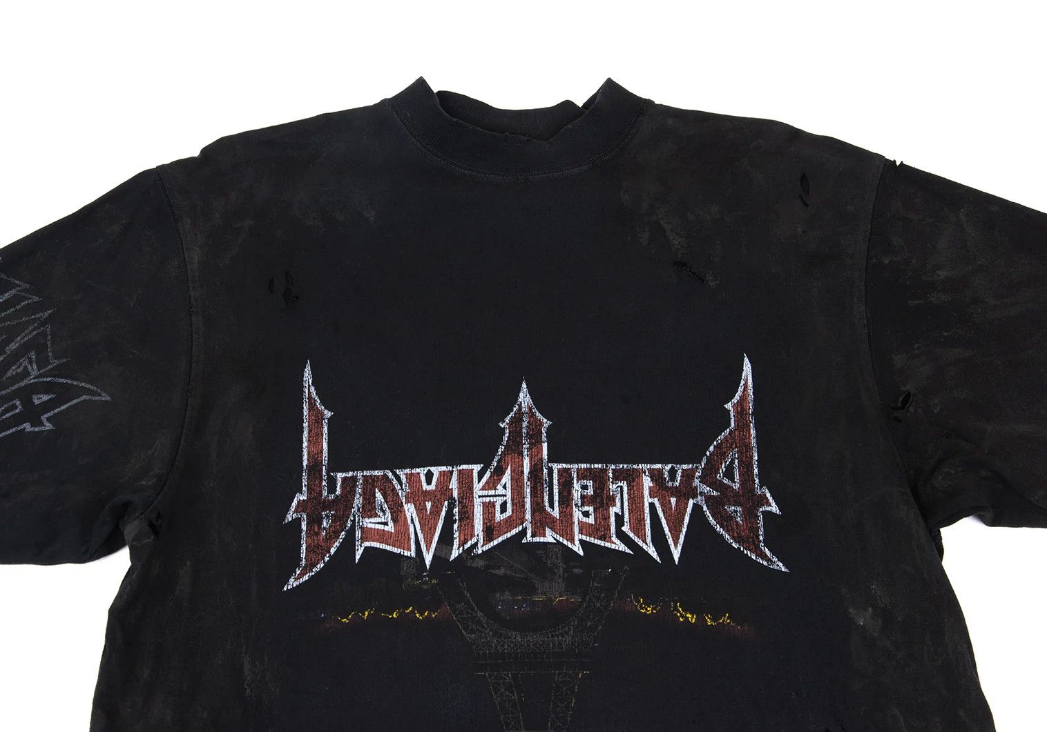 Balenciaga Paris Moon Upside Down Destroyed Print Oversized T-Shirt Size US L / EU 52-54 / 3 - 2 Thumbnail