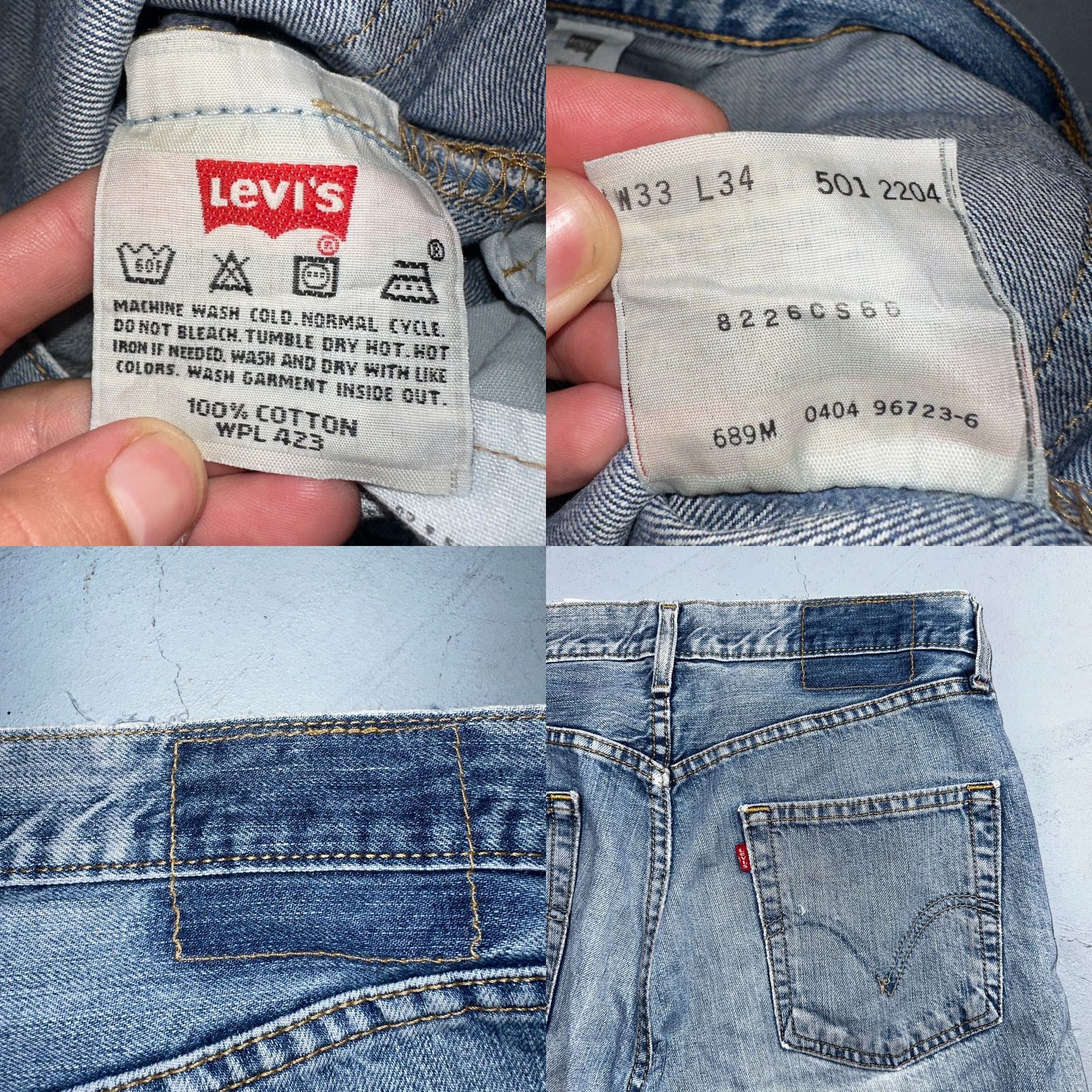 Levi's VINTAGE Levi's 501 Jeans Straight Blue Light Wash 33x34 90s Classic Regular Men Ships? Size US 33 - 10 Thumbnail