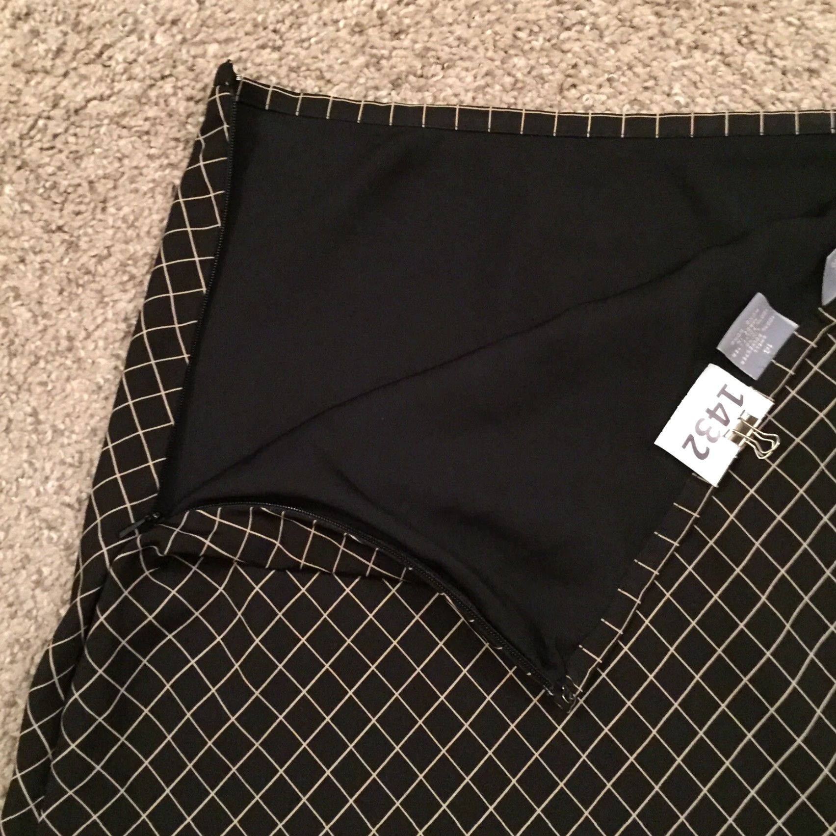 Vintage G.H. Bass & Co. Skirt Midi Women Size 14 Black Argyle Lined Lightweight A-Line Polyester Size 36" / US 14 / IT 50 - 7 Thumbnail