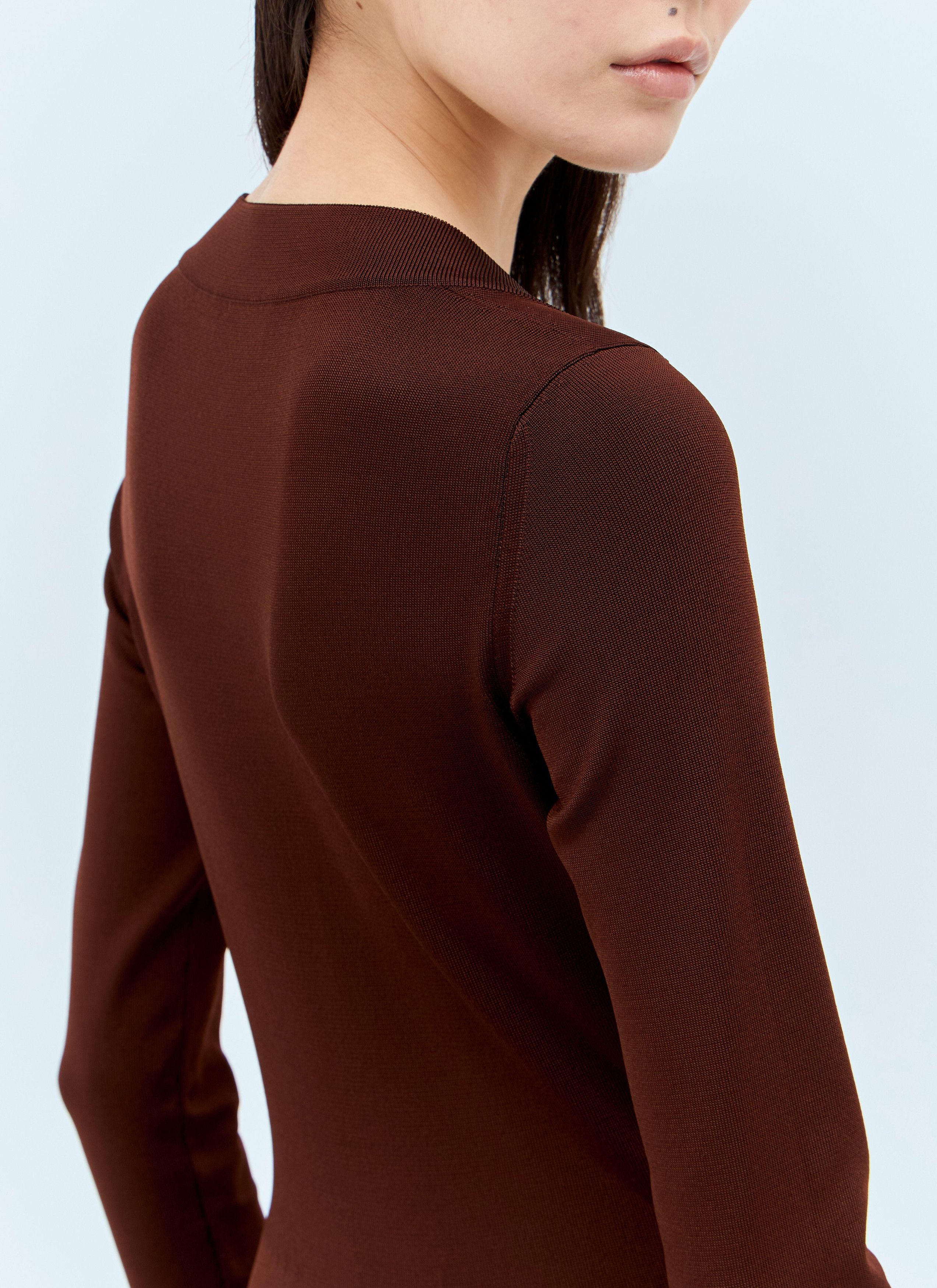 Saint Laurent Paris oc11z0226 782641 Décolleté Knit Dress in Brown Size L / US 10 / IT 46 - 5 Thumbnail