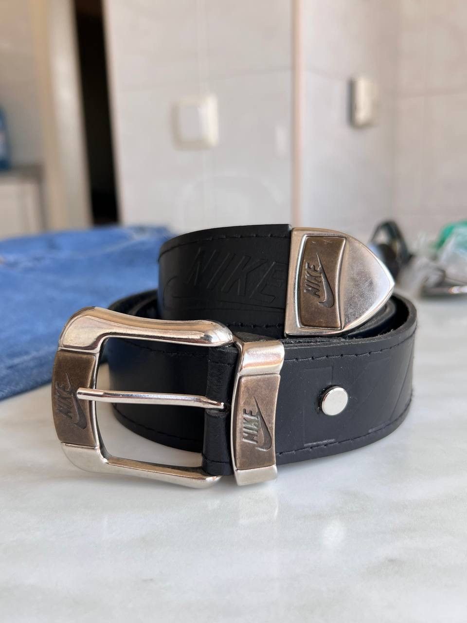 Nike Vintage Nike Leather Belt 90s USA y2k avant garde swoosh Size ONE SIZE - 11 Thumbnail