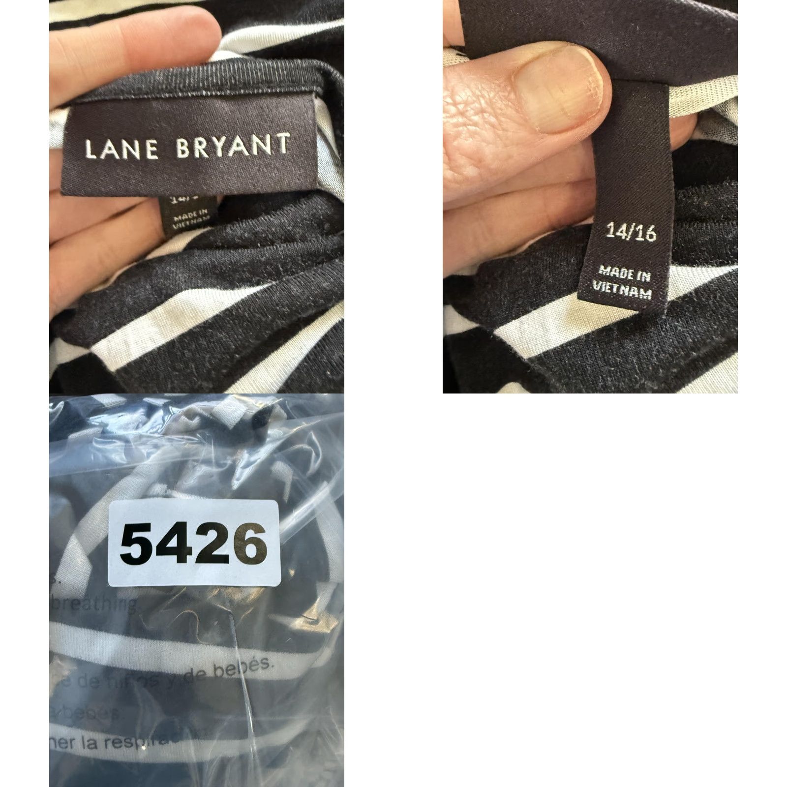 Vintage Lane Bryant Dress Womens 0X Black White Stripe Ruched T Shirt Midi Casual Size XL / US 12-14 / IT 48-50 - 9 Thumbnail