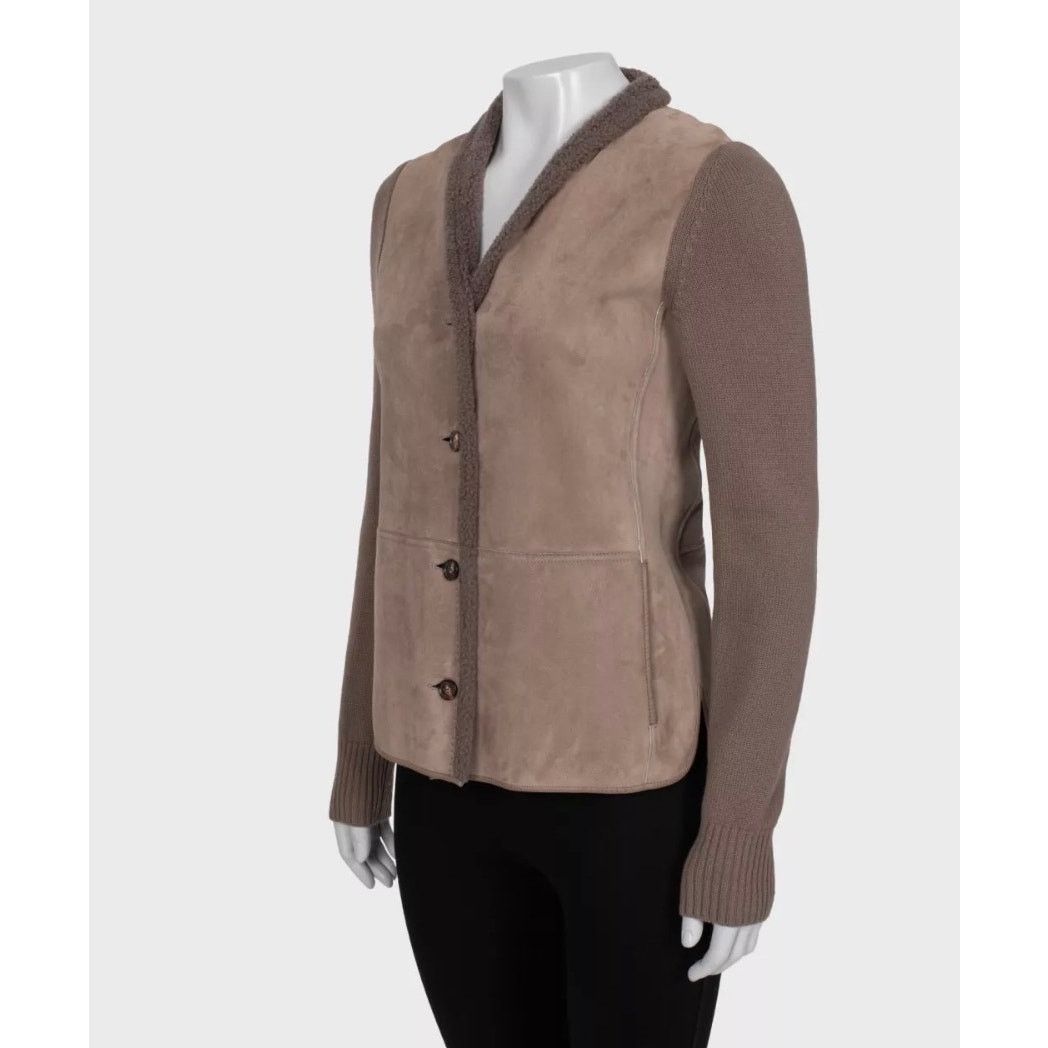 Loro Piana Loro Piana Luxe Brown Lambskin & Cashmere Cardigan Sz.40\S Size S / US 4 / IT 40 - 2 Thumbnail