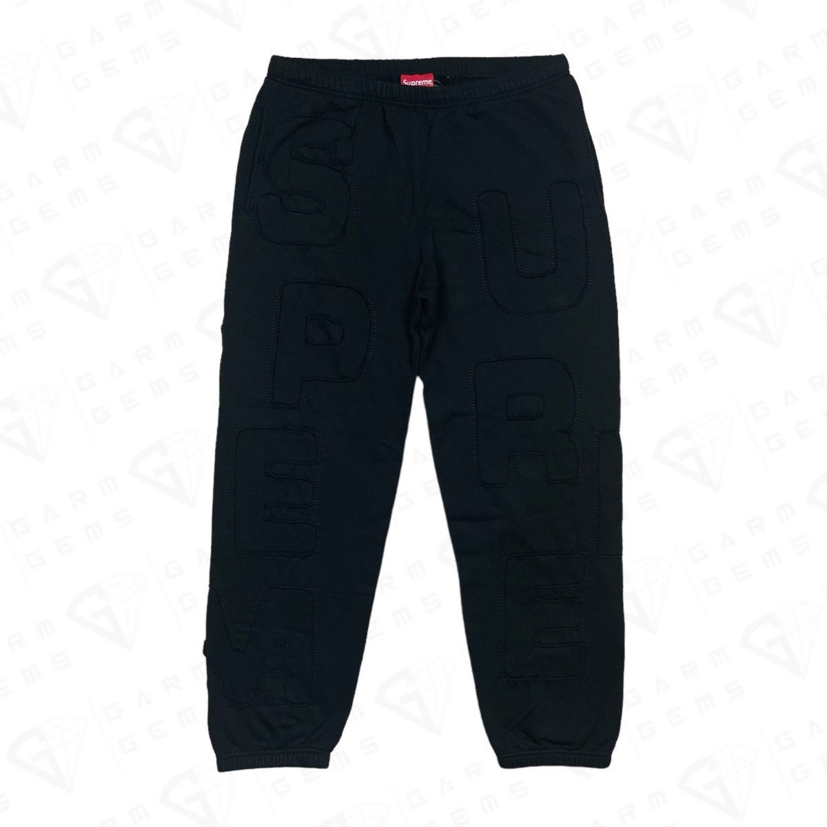 image of Supreme Cutout Letters Sweatpants in Black, Men's (Size 36)